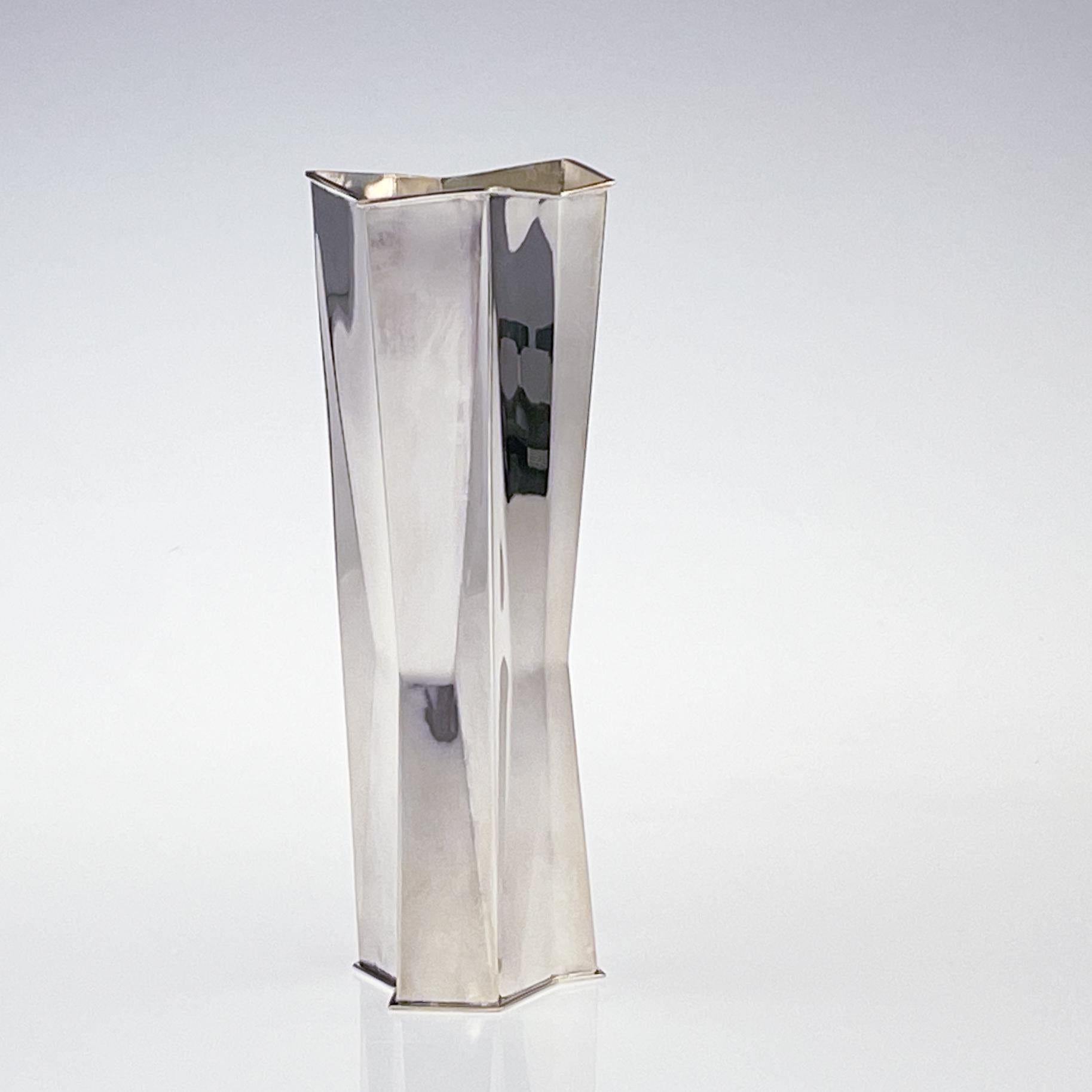 Scandinavian Modern Tapio Wirkkala Silver Vase Handmade to order Finland 1985 2