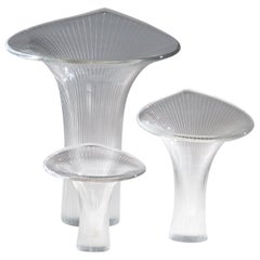 Scandinavian Modern Tapio Wirkkala Three Line Cut Crystal Art vases Kantarelli
