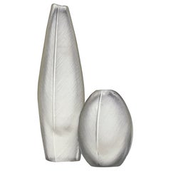 Scandinavian Modern Tapio Wirkkala Two Comb-Cut Crystal Art-Objects Vases 1957