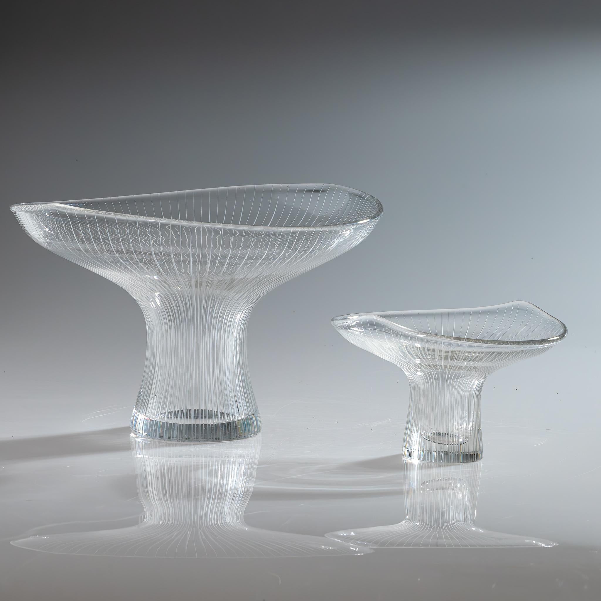 Hand-Crafted Scandinavian Modern Tapio Wirkkala Two Line Cut Crystal Art vases Handblown 