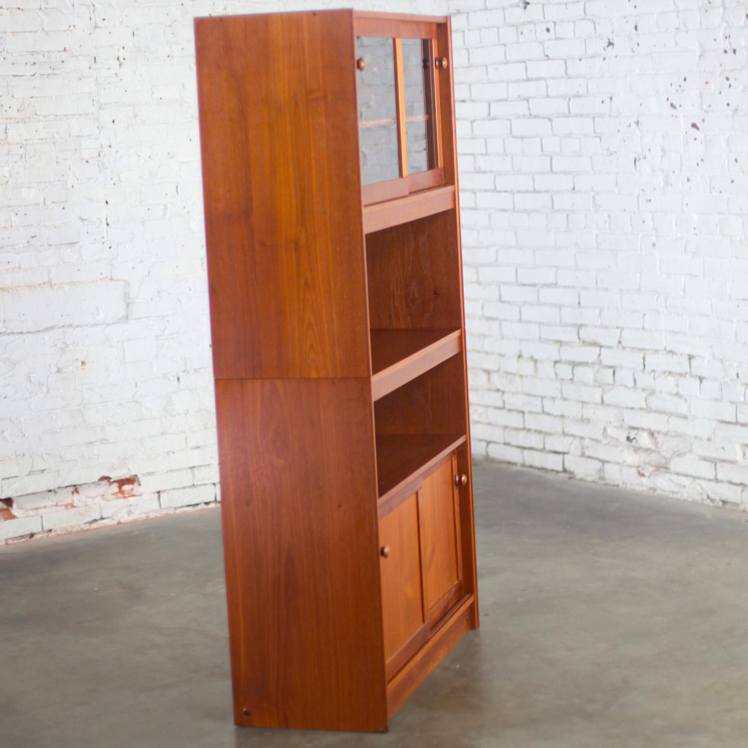 Scandinavian Modern Teak 2 Piece Display Cabinet or Bookcase Made in Denmark For Sale 6
