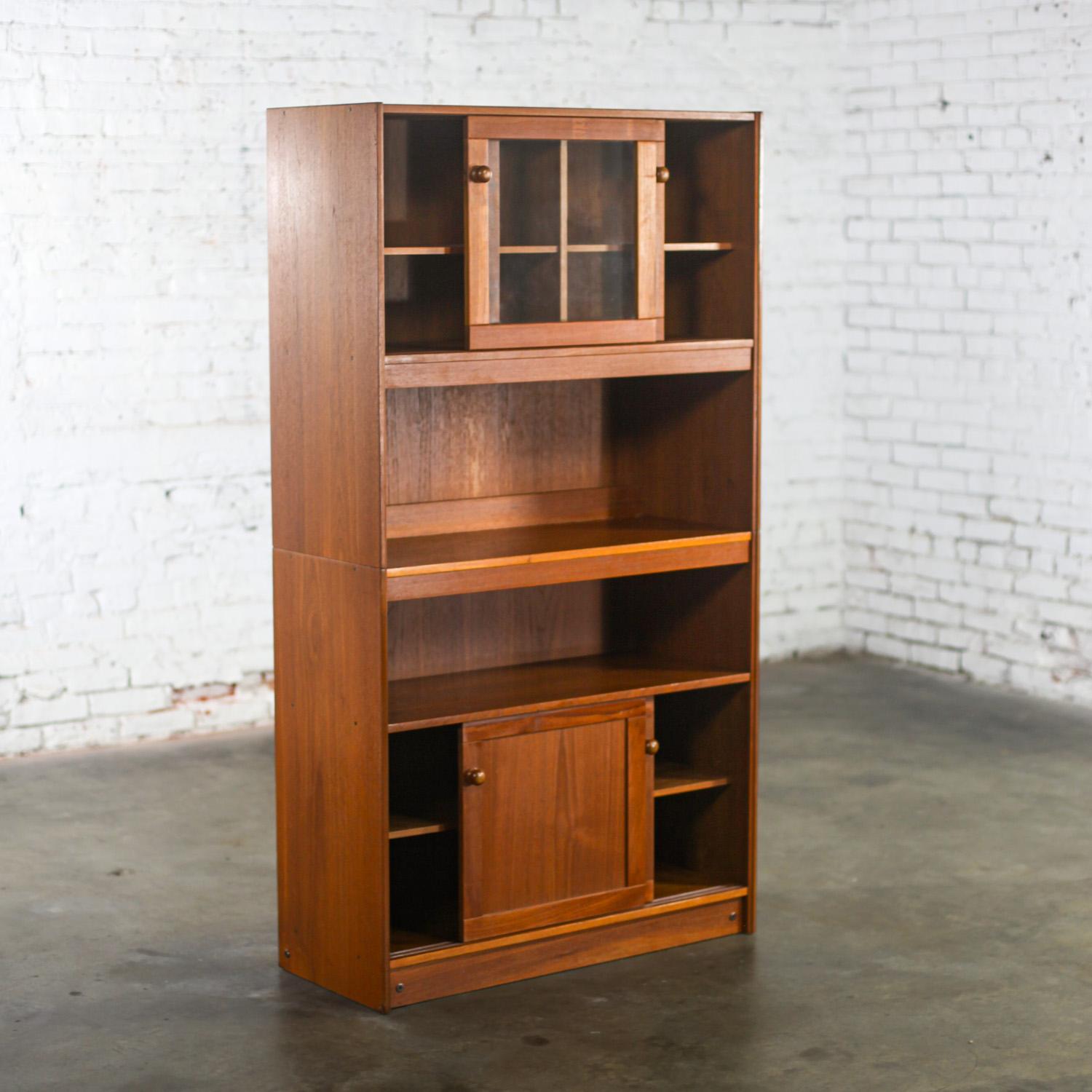 Scandinavian Modern Teak 2 Piece Display Cabinet or Bookcase Made in Denmark For Sale 7