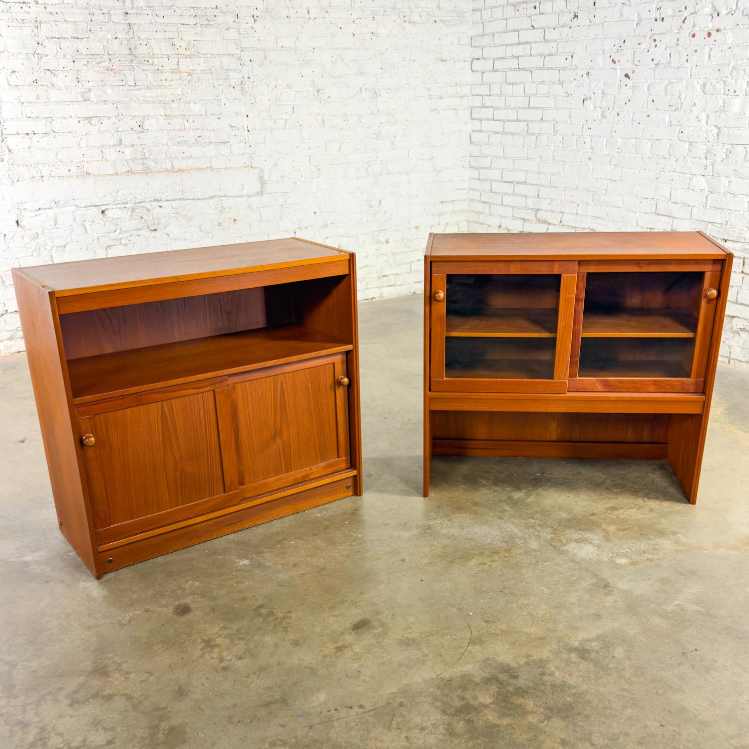 Scandinavian Modern Teak 2 Piece Display Cabinet or Bookcase Made in Denmark For Sale 1