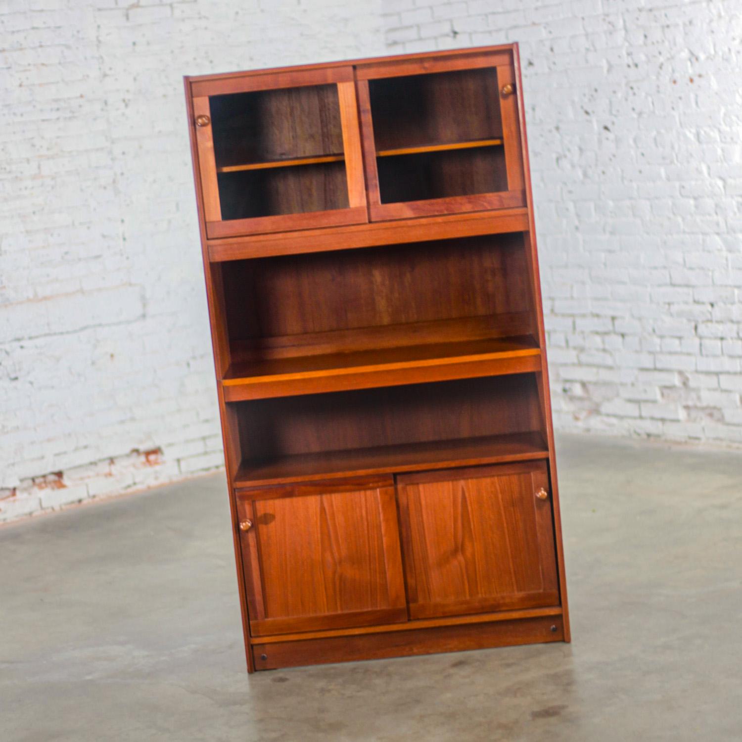 Scandinavian Modern Teak 2 Piece Display Cabinet or Bookcase Made in Denmark For Sale 2