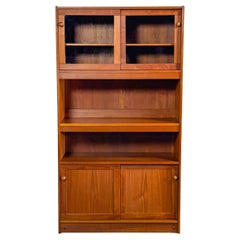 Scandinavian Modern Teak 2 Piece Display Cabinet or Bookcase Made in Denmark