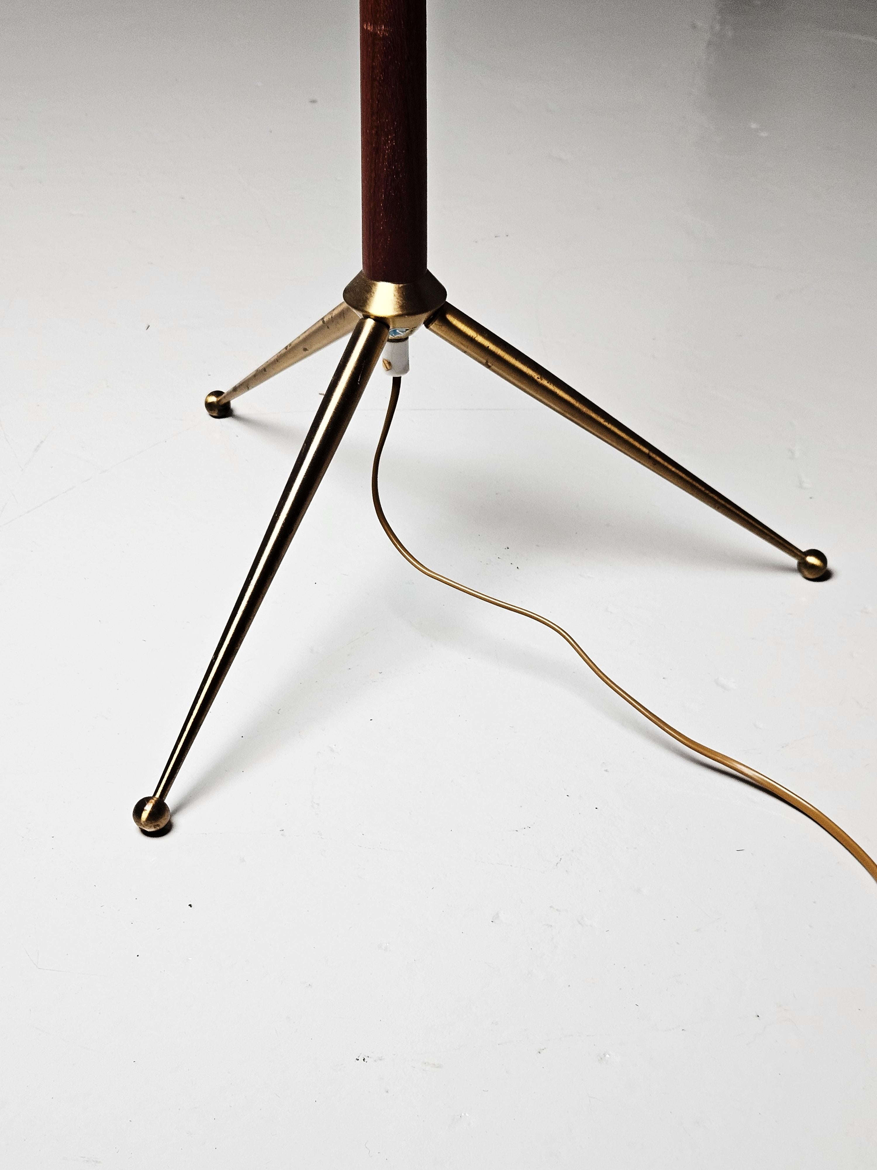 Swedish Scandinavian modern teak and brass floor lamp by unknown designer, Sweden, 1960s For Sale