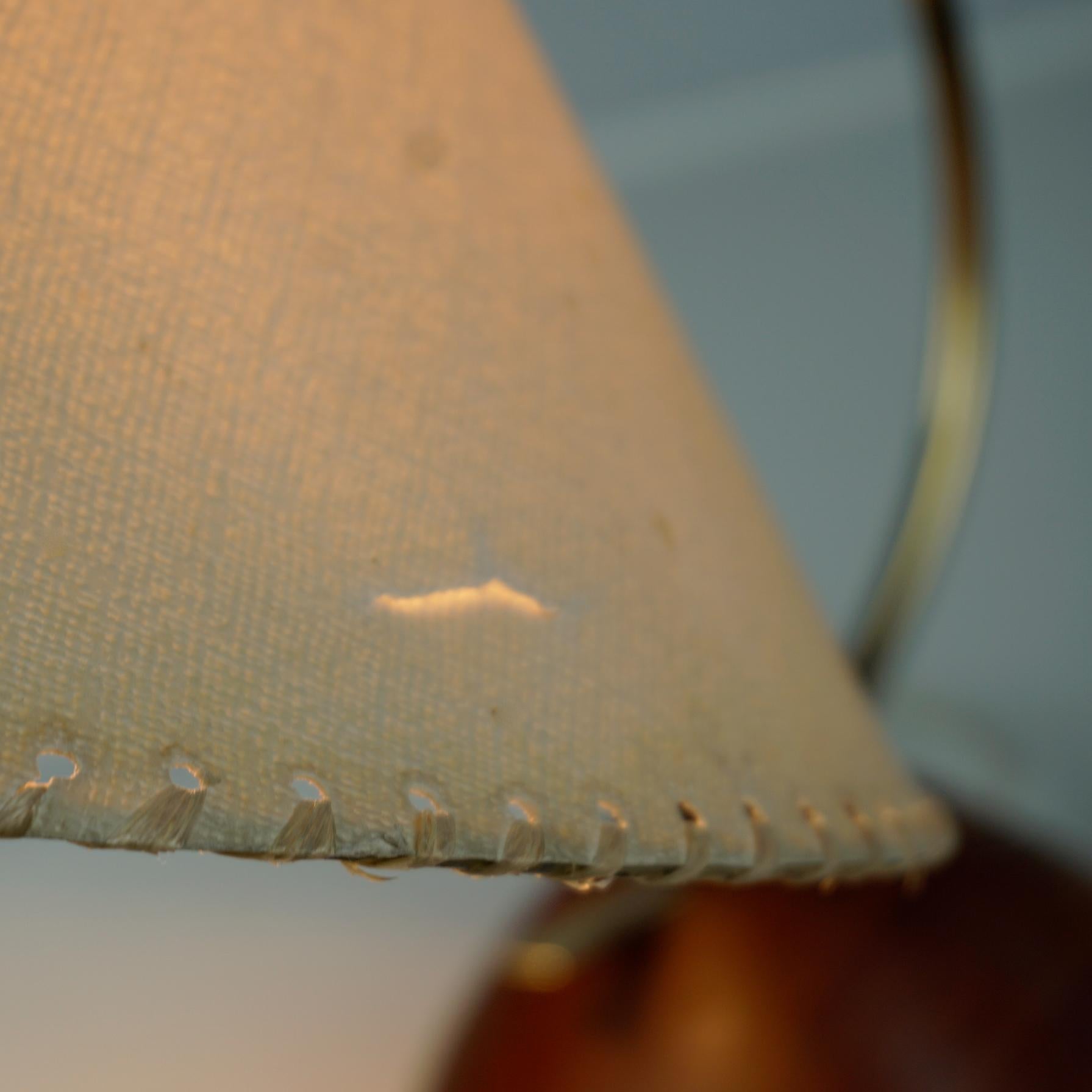Scandinavian Modern Teak and Brass Table Lamp with Original Paper Shade 4