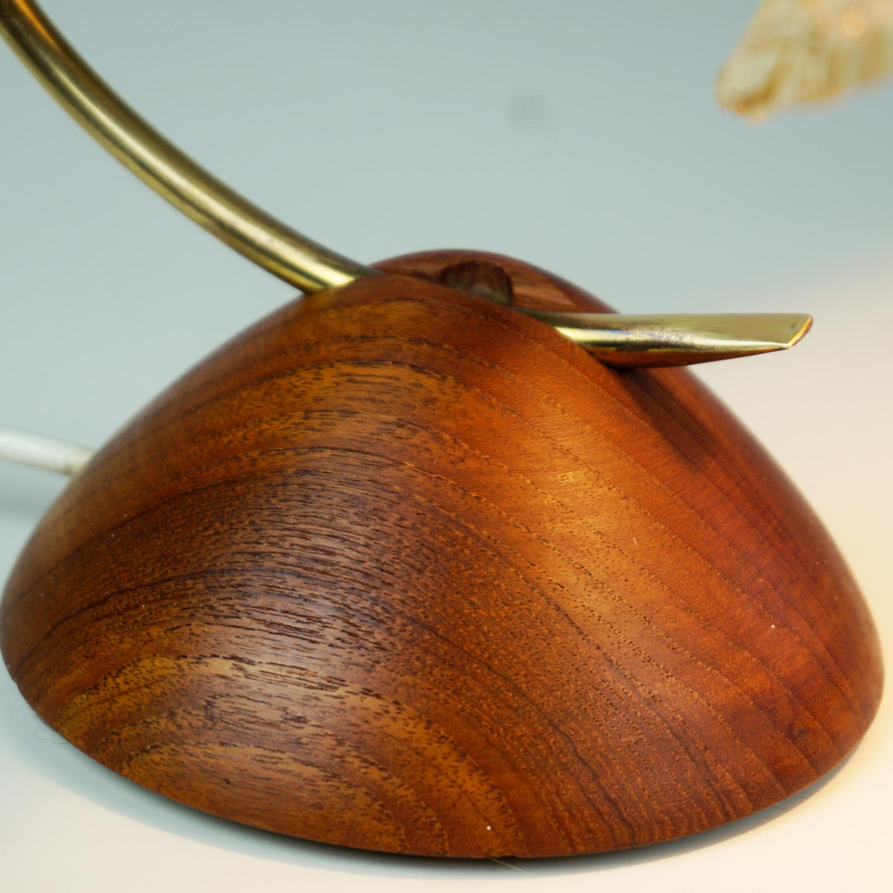 Scandinavian Modern Teak and Brass Table Lamp with Original Paper Shade 3
