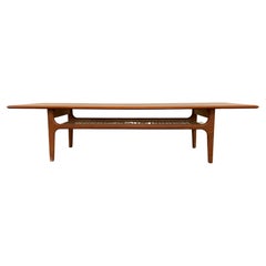 Scandinavian Modern Teak and Cane Coffee Table by Trioh Mobler