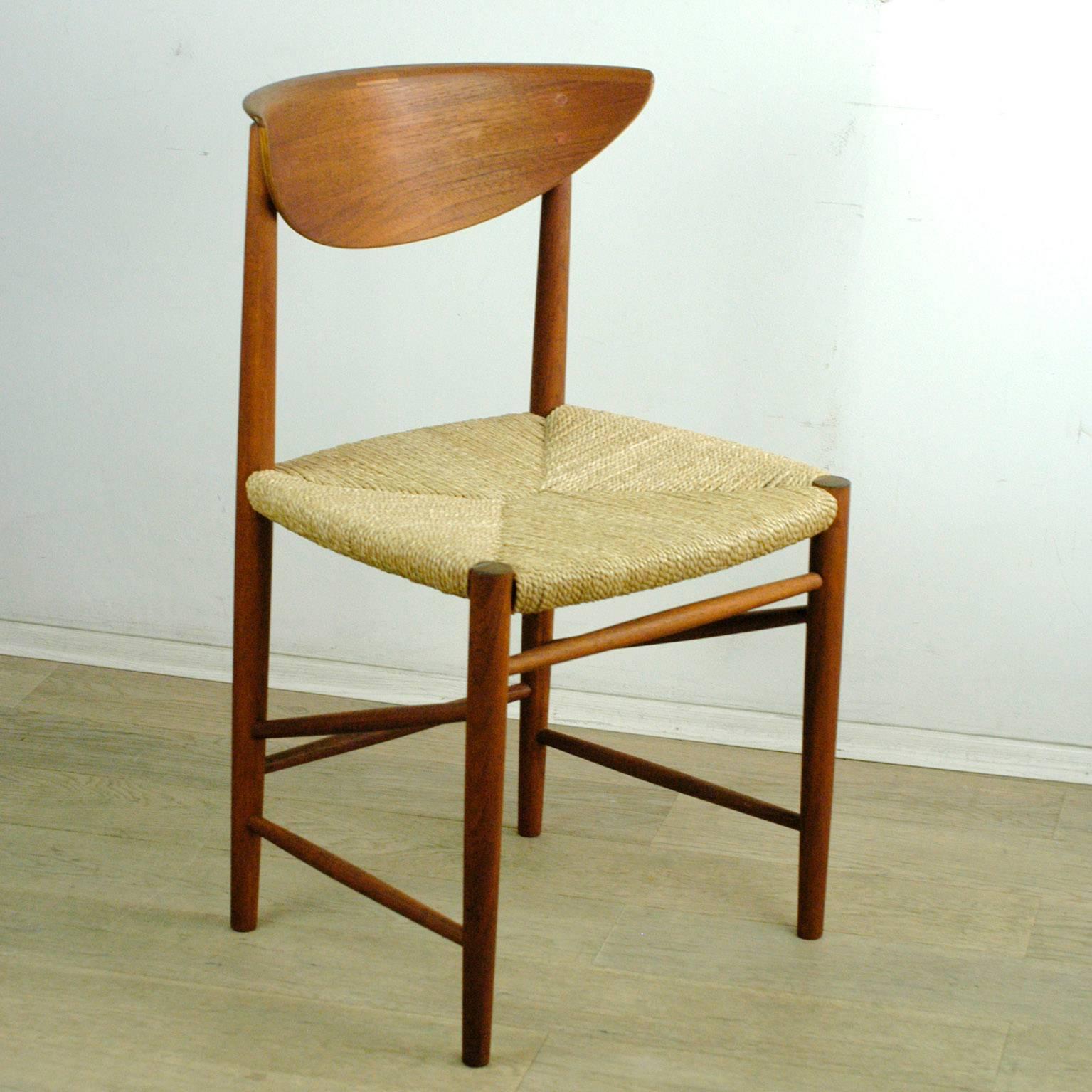 Scandinavian Modern Teak and Cane Dining Chair by Peter Hvidt for Soborg In Good Condition In Vienna, AT