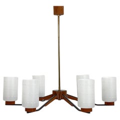 Lampadario danese The Modern Scandinavian in teak e vetro satinato