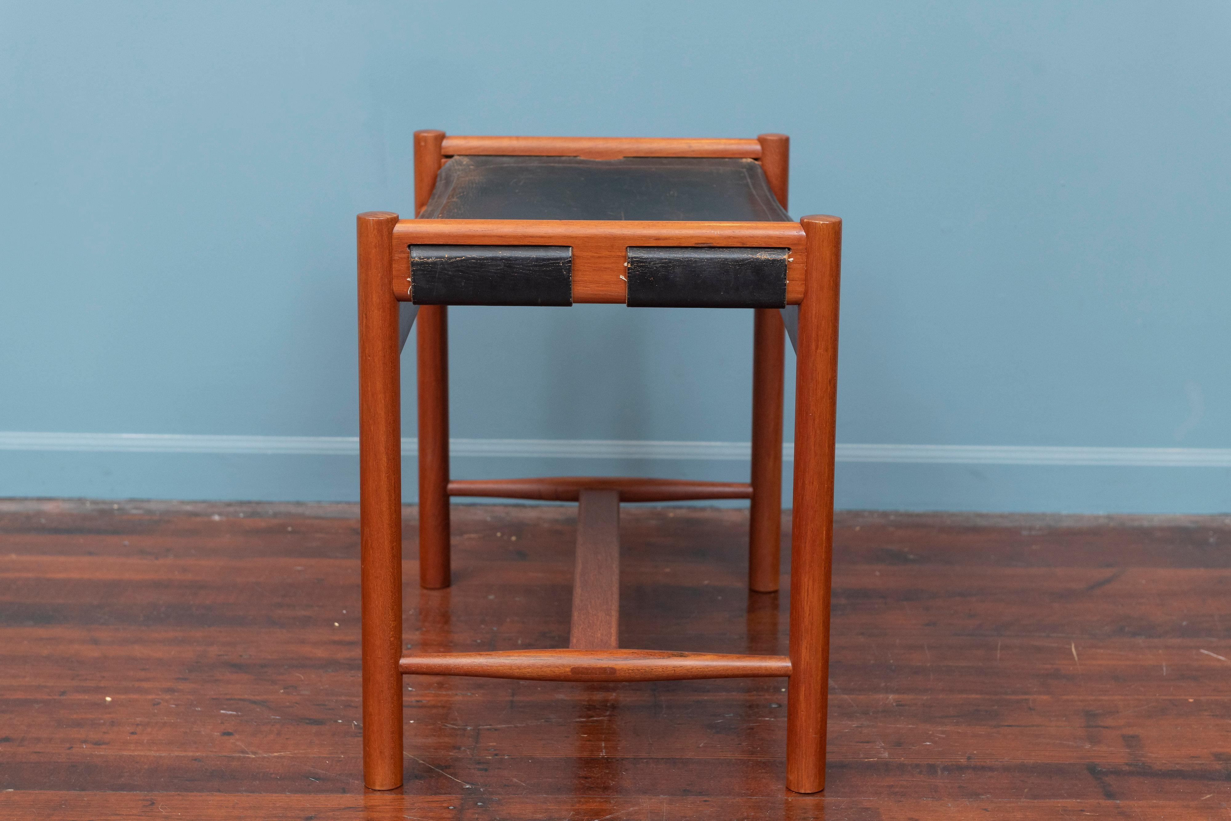 Mid-20th Century Scandinavian Modern Teak and Leather Foostool by Kurt Olsen