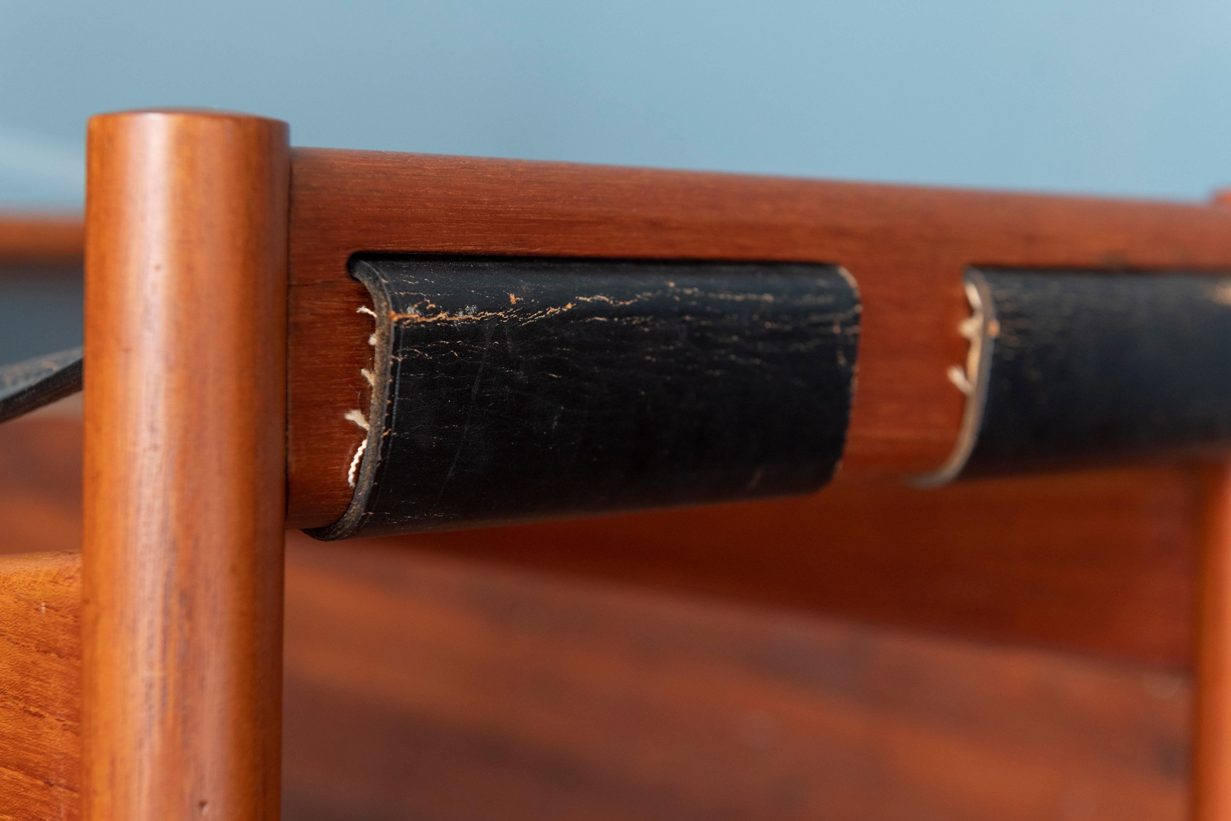 Scandinavian Modern Teak and Leather Foostool by Kurt Olsen 1