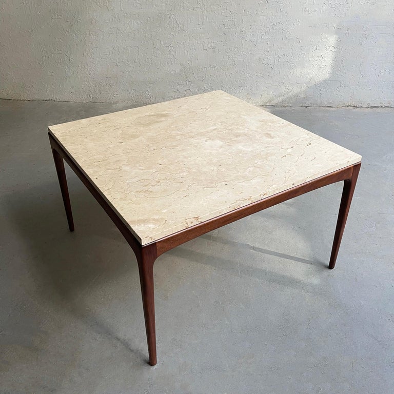 Scandinavian Modern Teak and Marble Coffee Table For Sale at 1stDibs