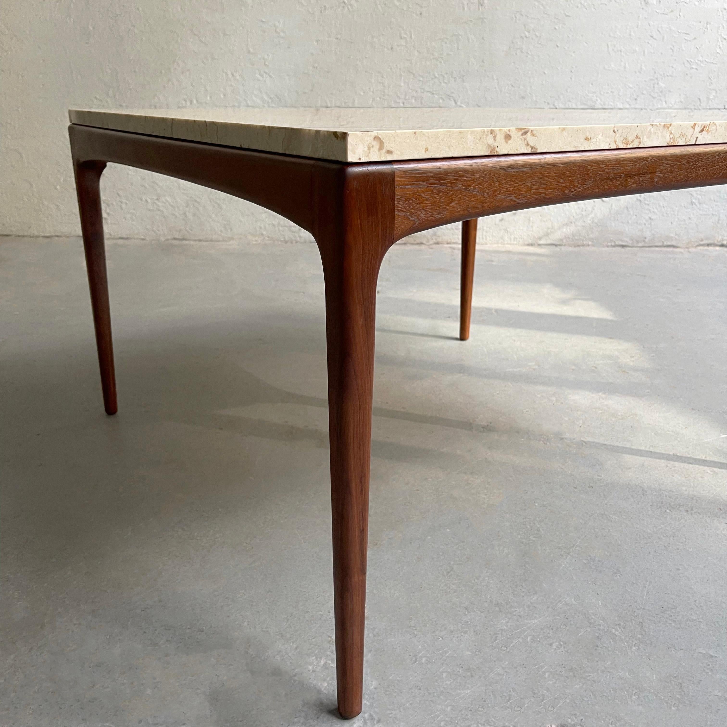 20th Century Scandinavian Modern Teak and Marble Coffee Table For Sale
