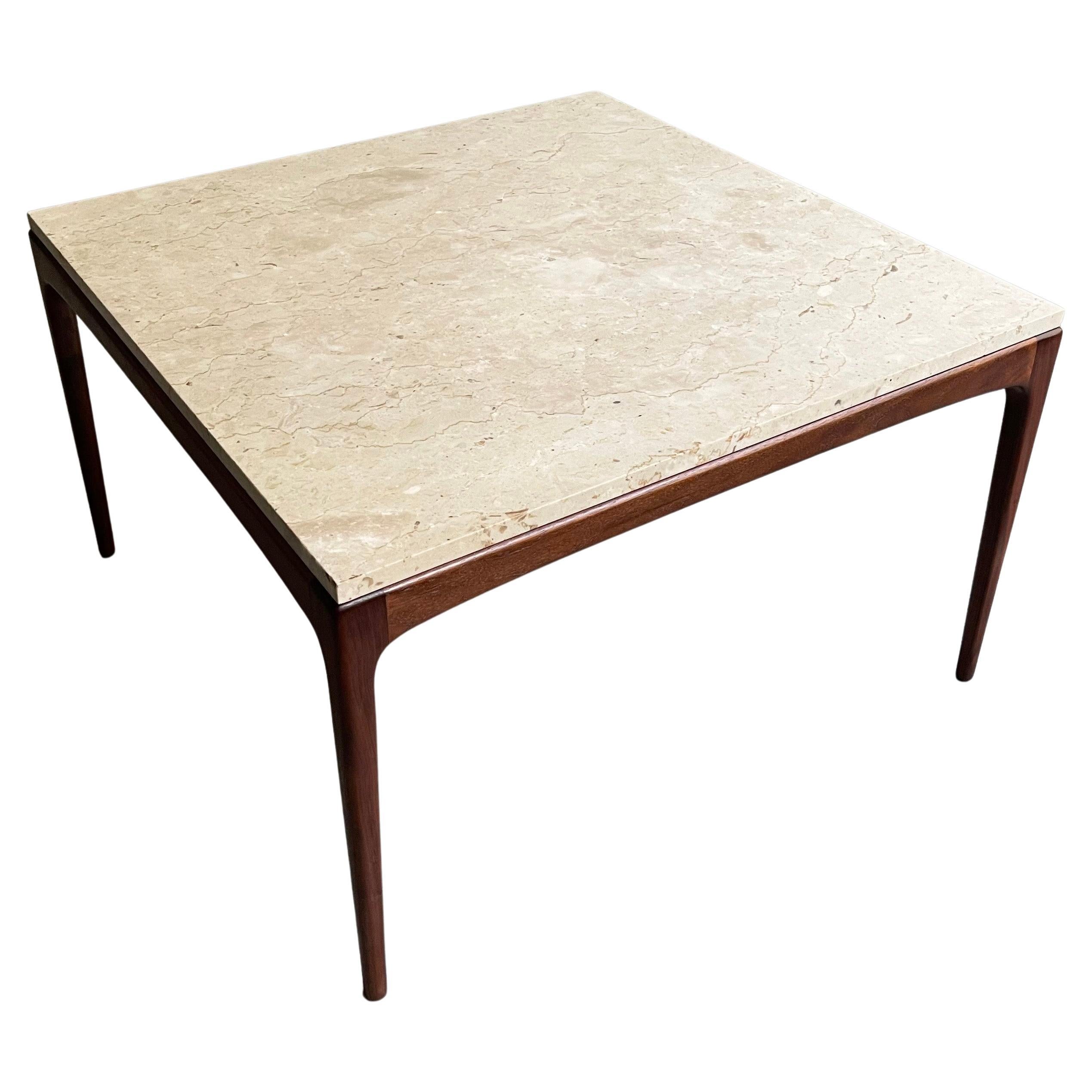 Scandinavian Modern Teak and Marble Coffee Table For Sale 3
