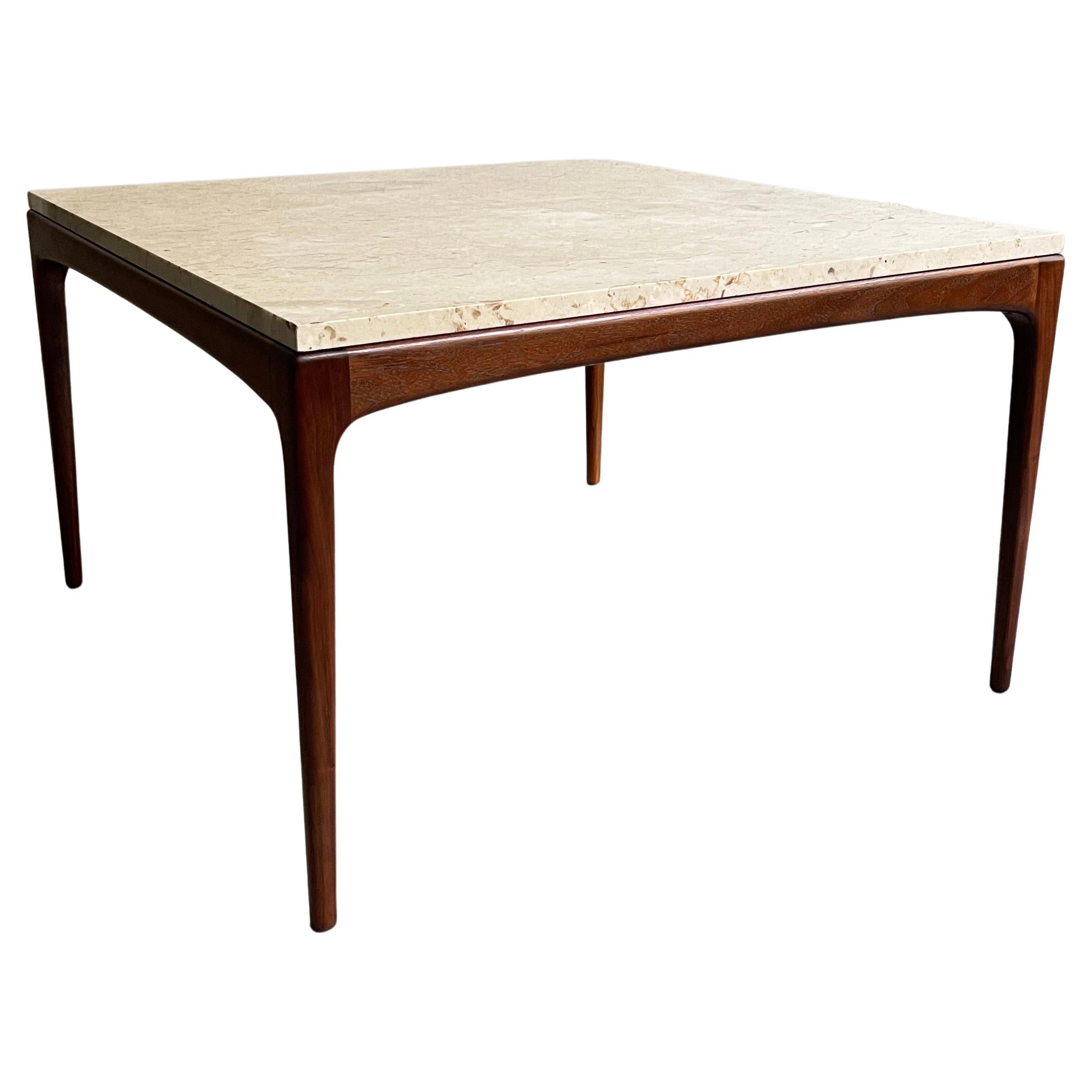Scandinavian Modern Teak and Marble Coffee Table For Sale