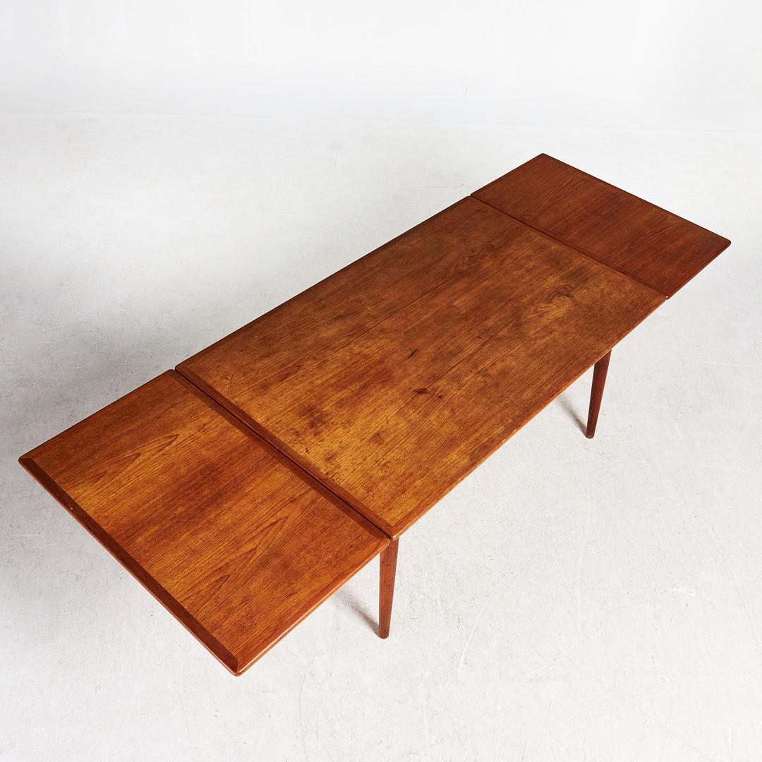 Danish Scandinavian Modern teak and oak table from HANS J WEGNER AT312 For Sale