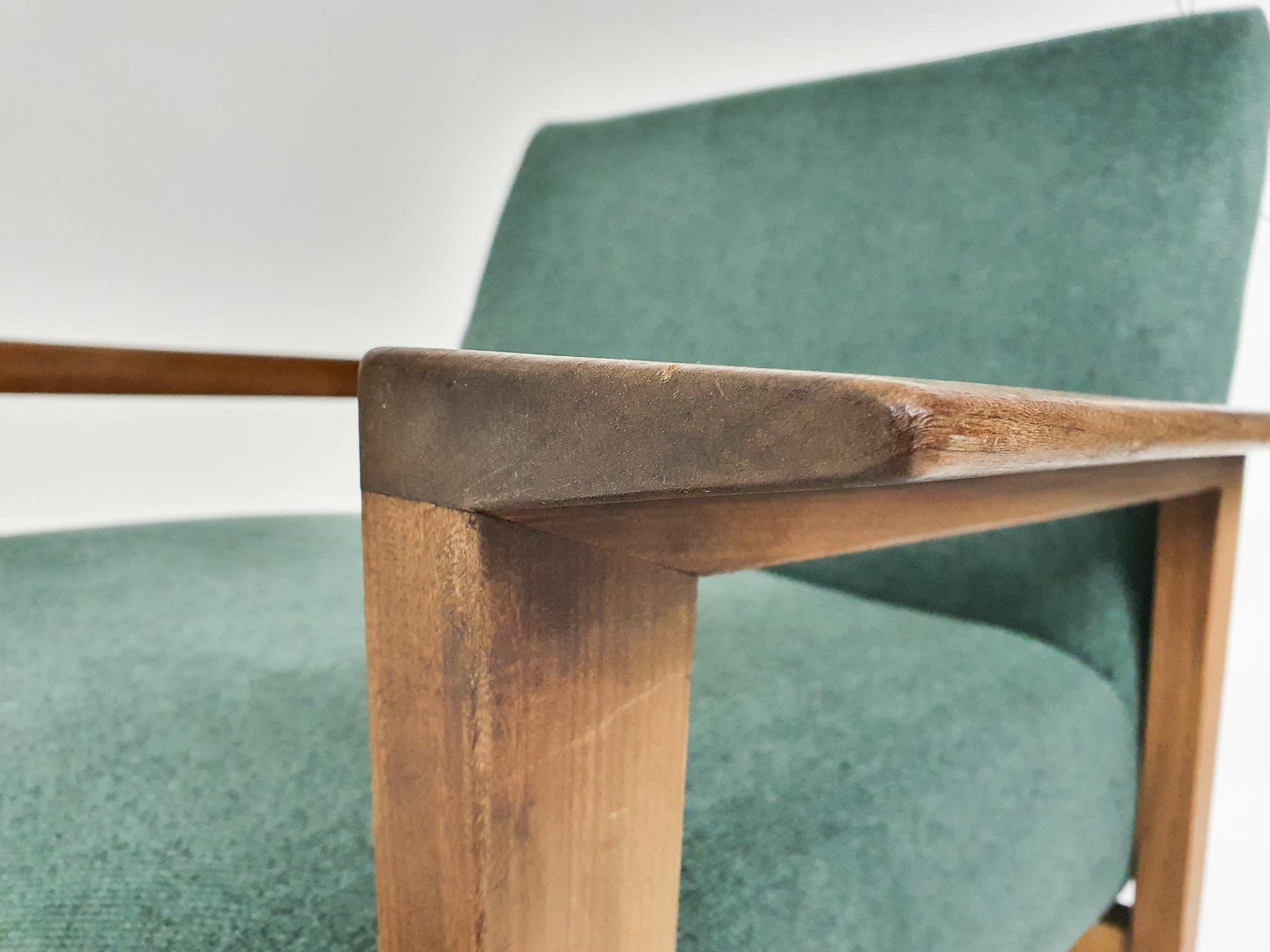 Scandinavian Modern Teak Arm Chairs with New Green Upholstery, 1960's 3