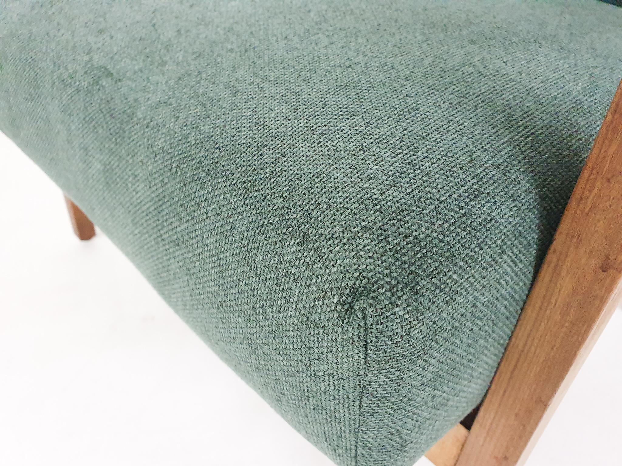 Scandinavian Modern Teak Arm Chairs with New Green Upholstery, 1960's 1