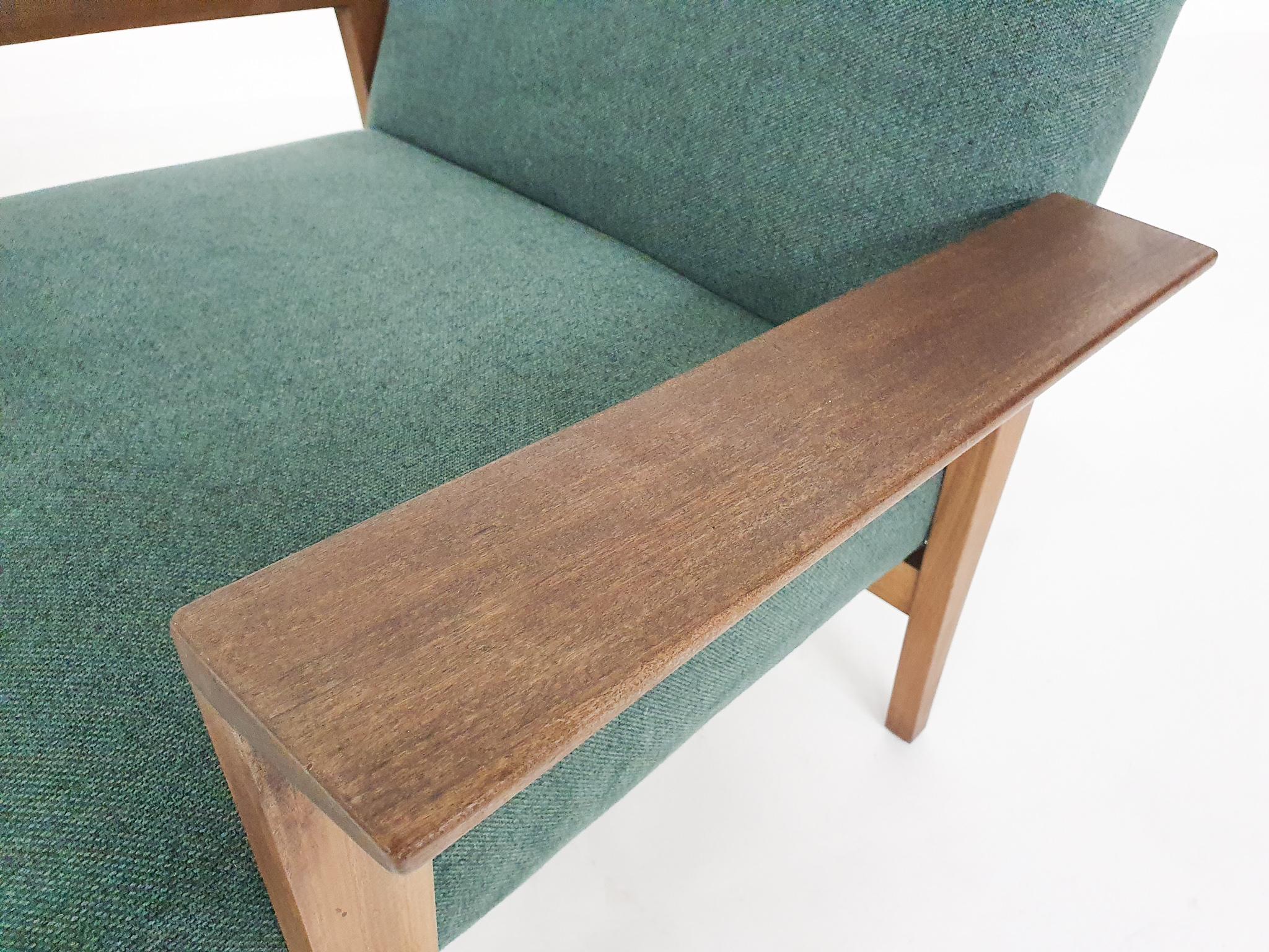 Scandinavian Modern Teak Arm Chairs with New Green Upholstery, 1960's 2