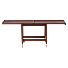 Scandinavian Modern Teak Bar Cart with Expandable Serving Top