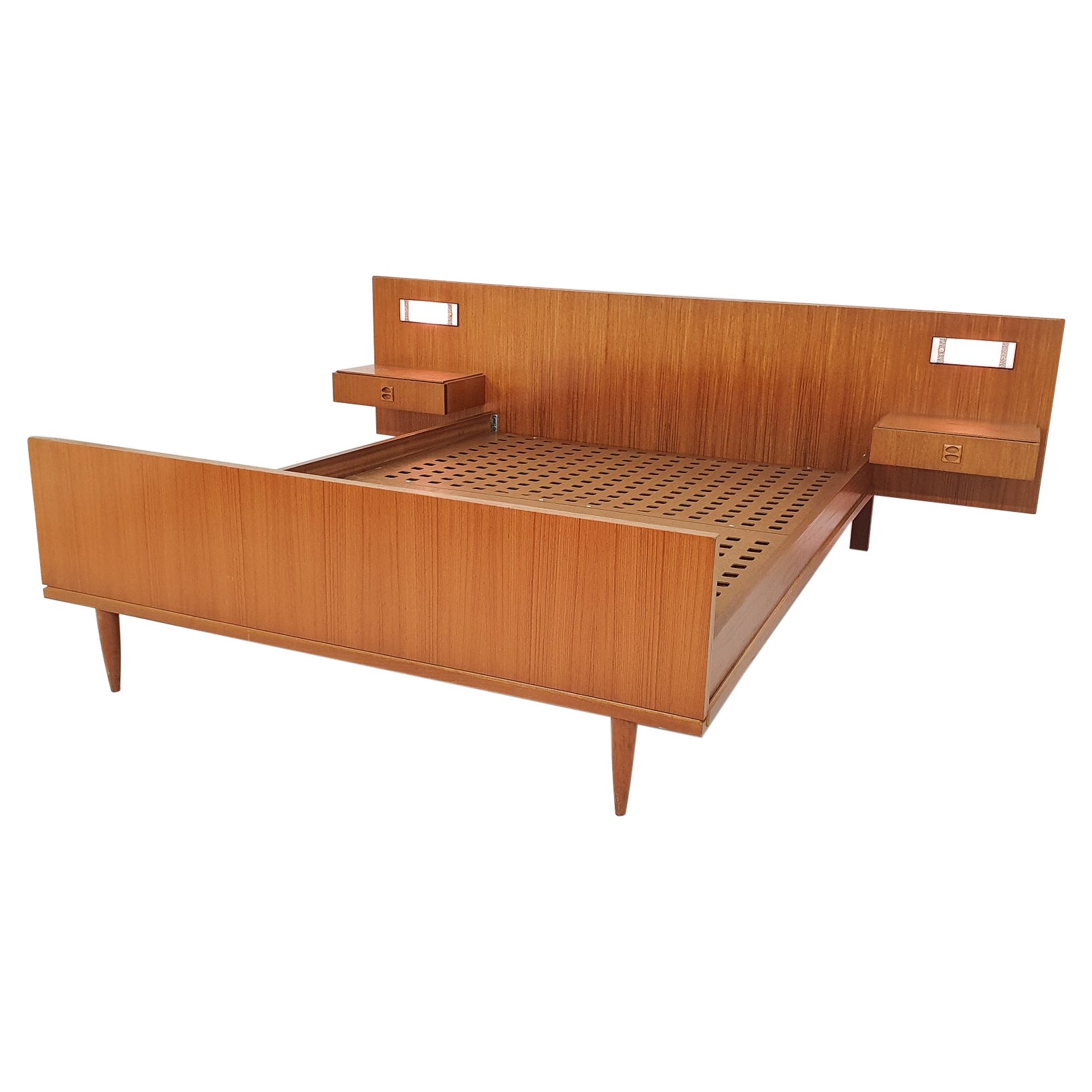 Scandinavian Modern Teak Bed, Denmark, 1950
s