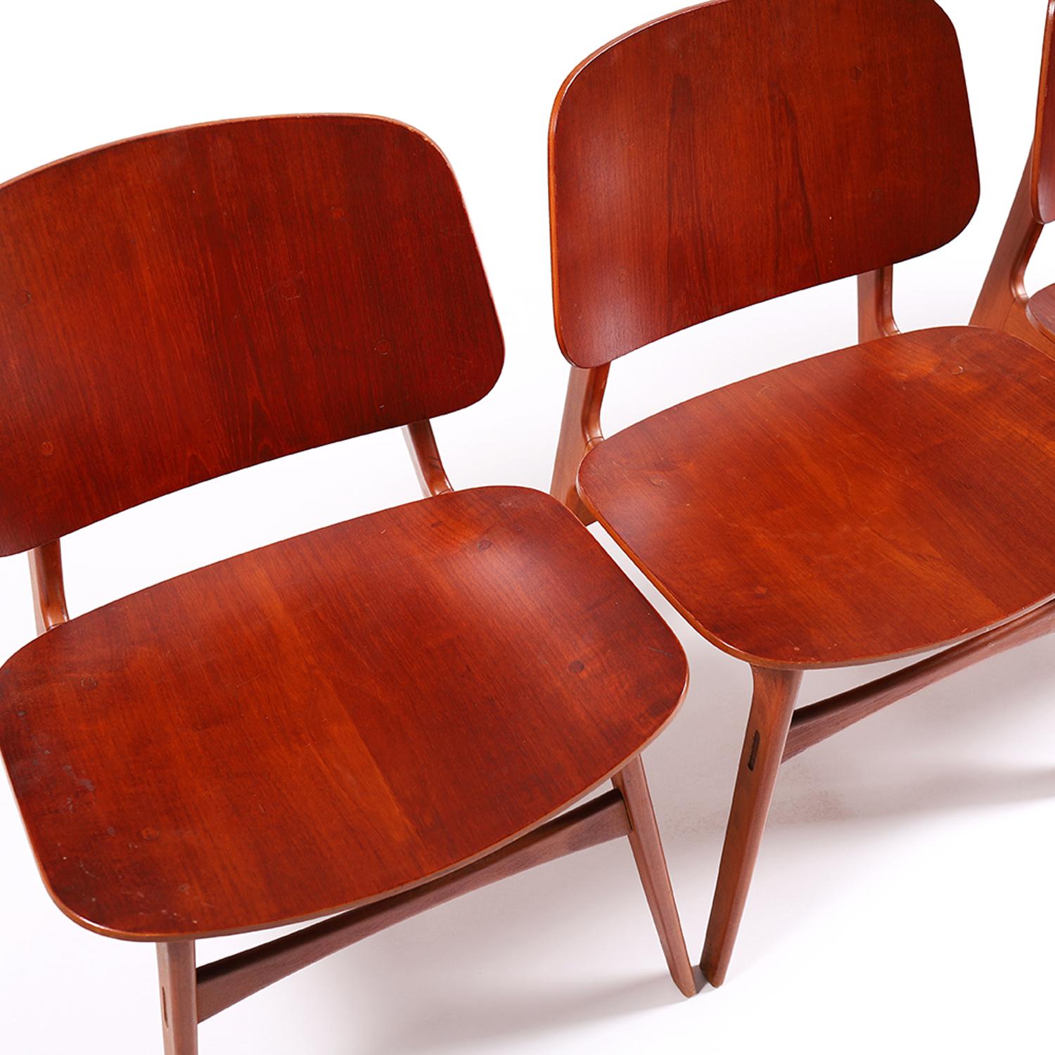 20th Century Scandinavian Modern Teak & Beech Dining Chairs by Borge Mogensen Model 155