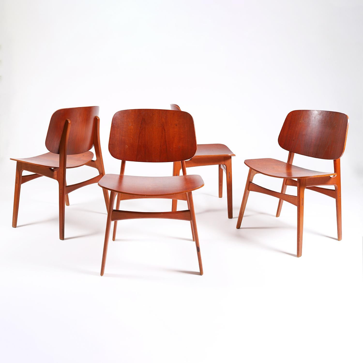 Scandinavian Modern Teak & Beech Dining Chairs by Borge Mogensen Model 155 1