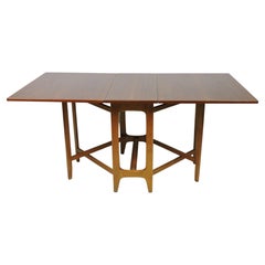 Scandinavian Modern Teak Bendt Winge Drop Leaf Dining Table Norway