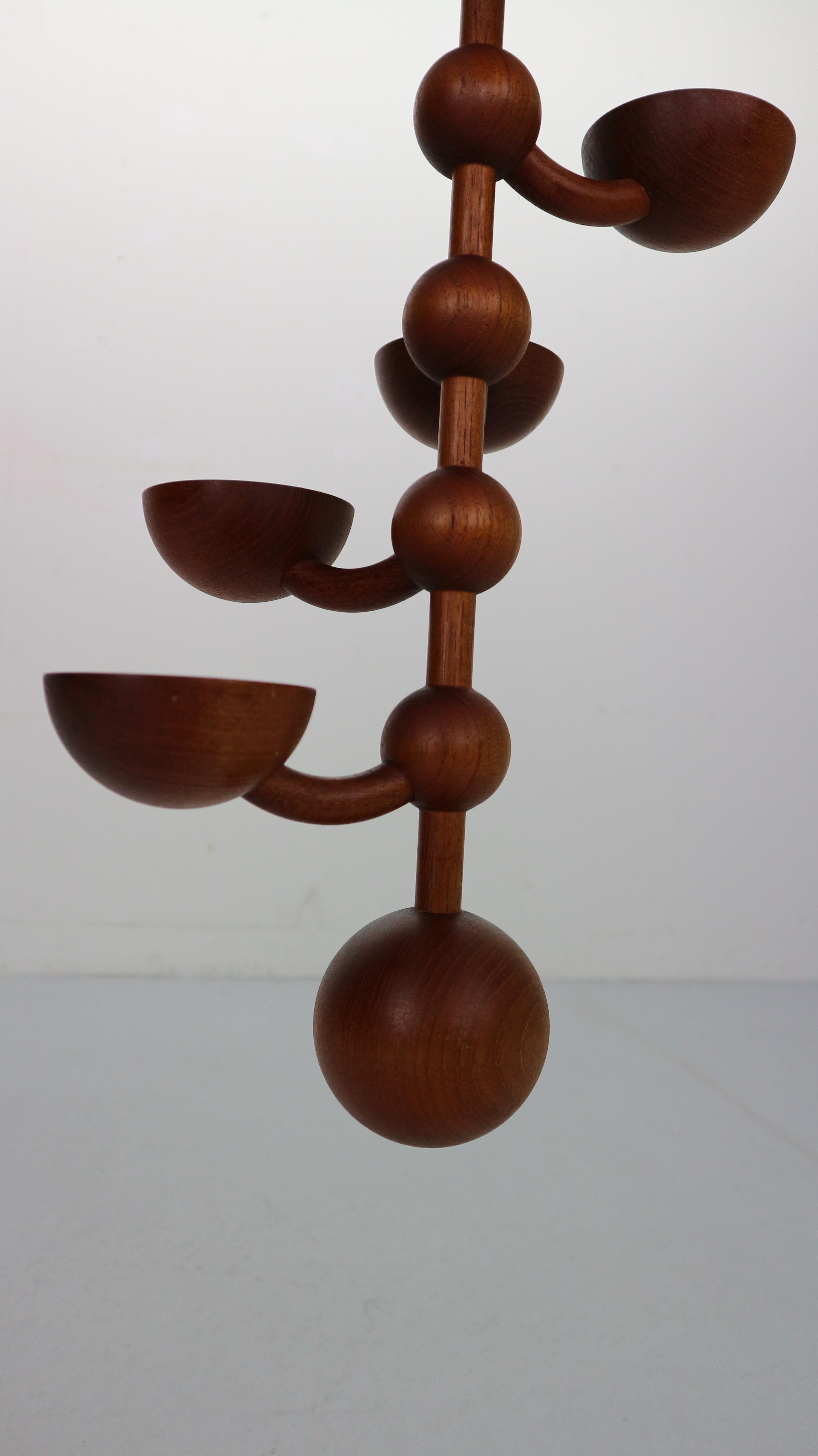 Scandinavian Modern Teak& Brass Hanging Candle Holder, 1960s Denmark 5