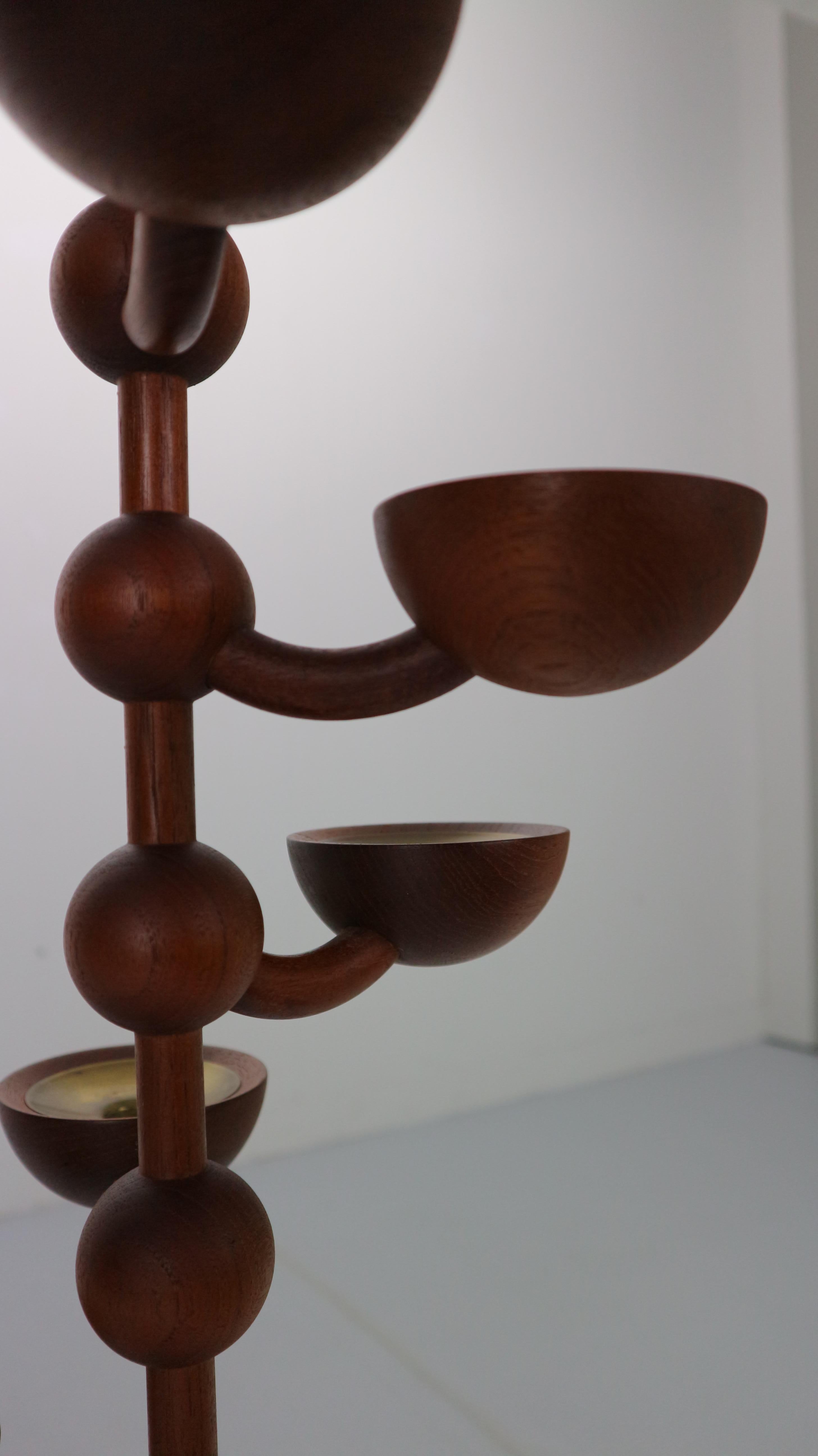 Scandinavian Modern Teak& Brass Hanging Candle Holder, 1960s Denmark 8