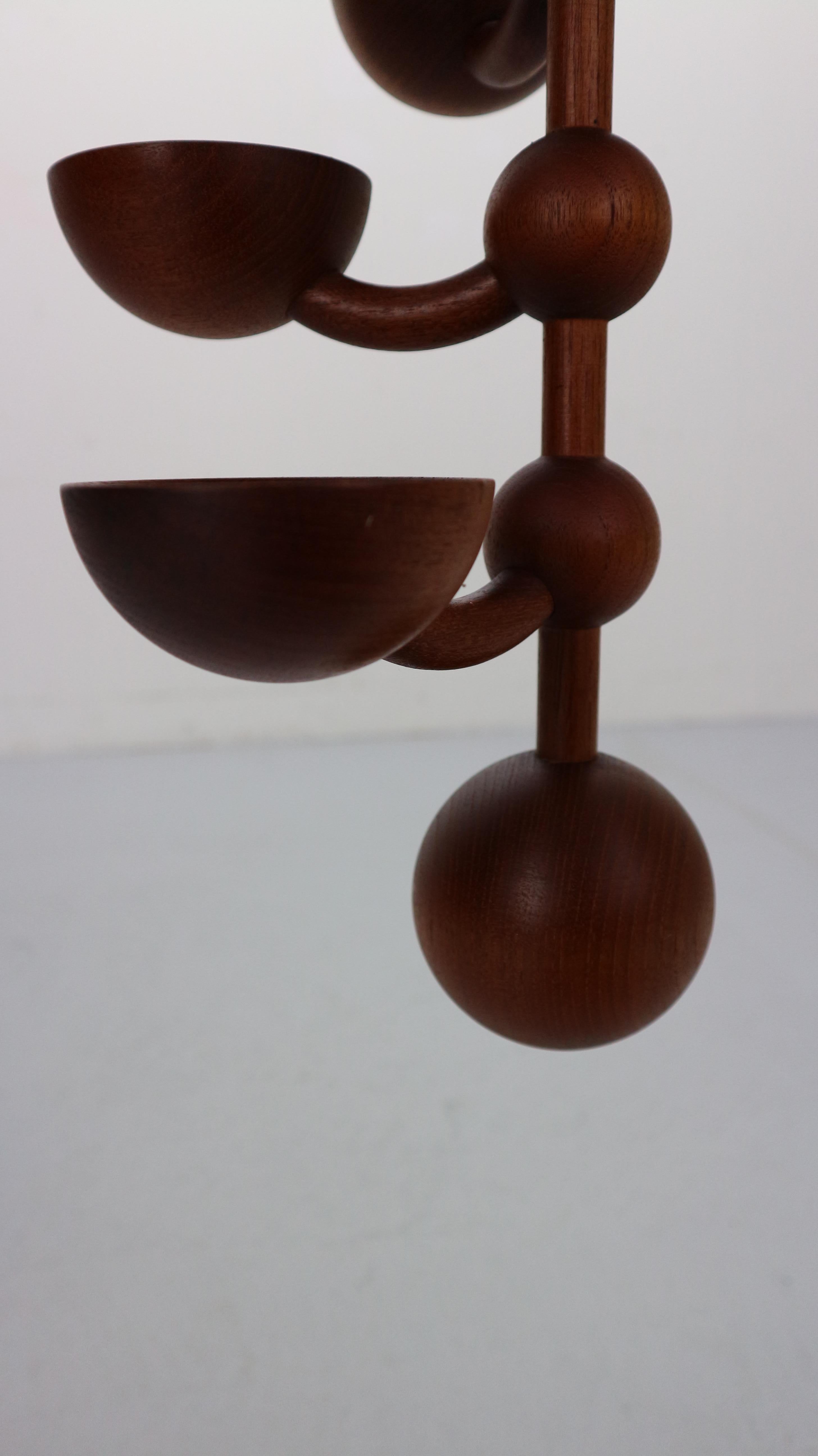 Scandinavian Modern Teak& Brass Hanging Candle Holder, 1960s Denmark 15