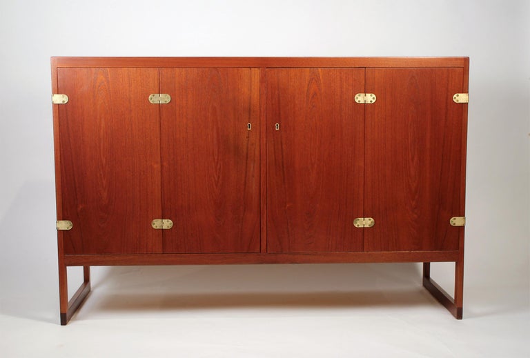 Scandinavian Modern Teak Cabinet With Brass Hinges Designed By