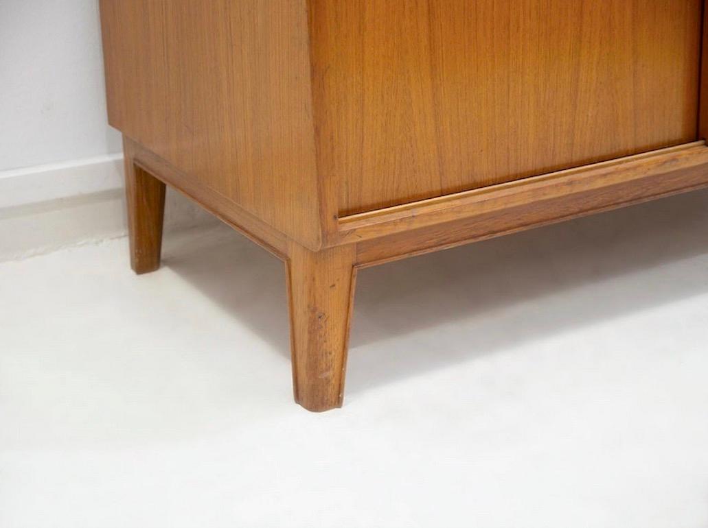 Scandinavian Modern Teak Cabinet with Sliding Doors and Roll-up Flap For Sale 2