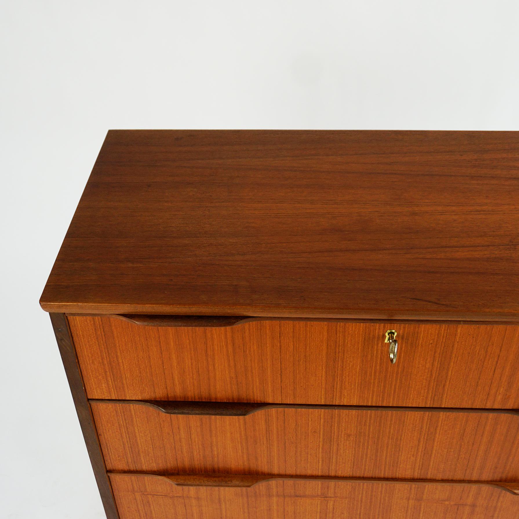 Mid-20th Century Scandinavian Modern Teak Chest of Drawers Denmark 1960s