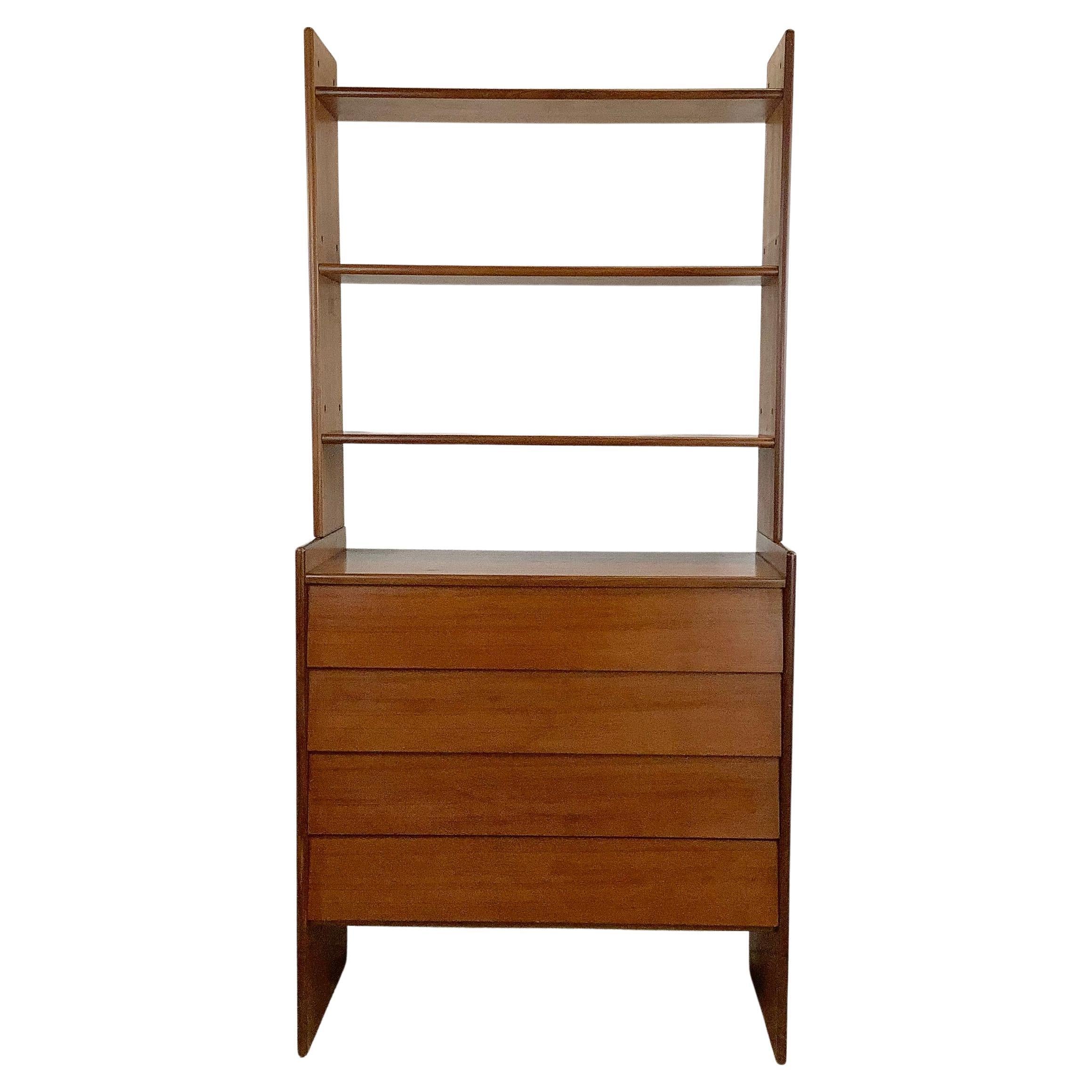 Scandinavian Modern Teak Chest of Drawers With Shelf Topper