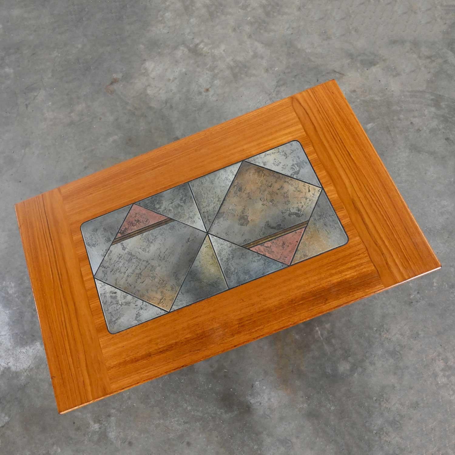 Scandinavian Modern Teak Coffee Table with Lovely Tile Insert by Gangso Mobler 4