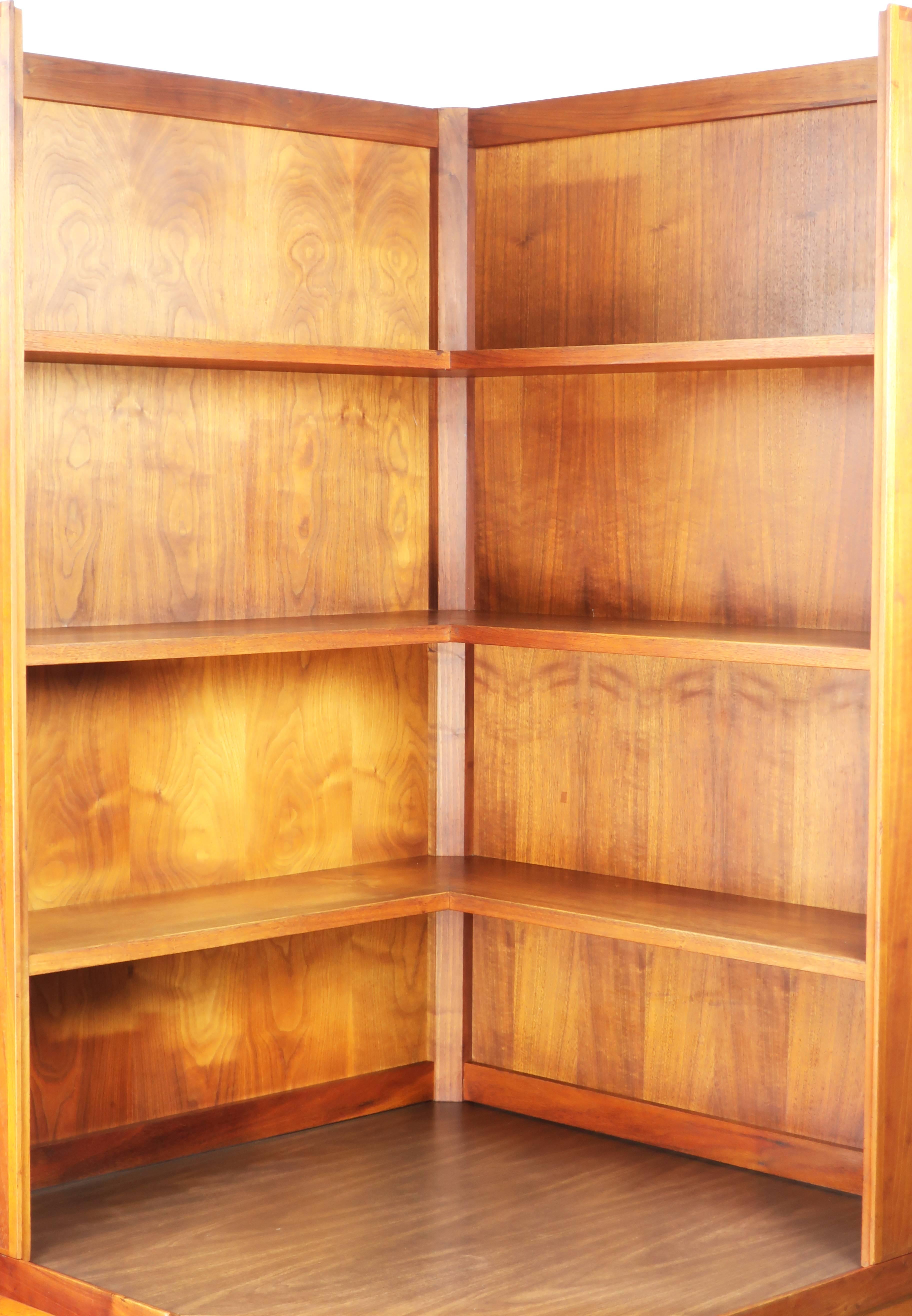 20th Century Scandinavian Modern Teak Corner Desk and Bookcase