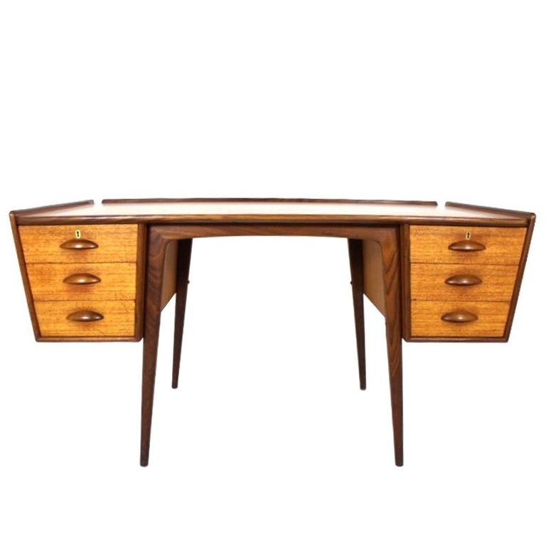 Scandinavian Modern Teak Desk Pl. Uddebo Design by Svante Skogh For Sale