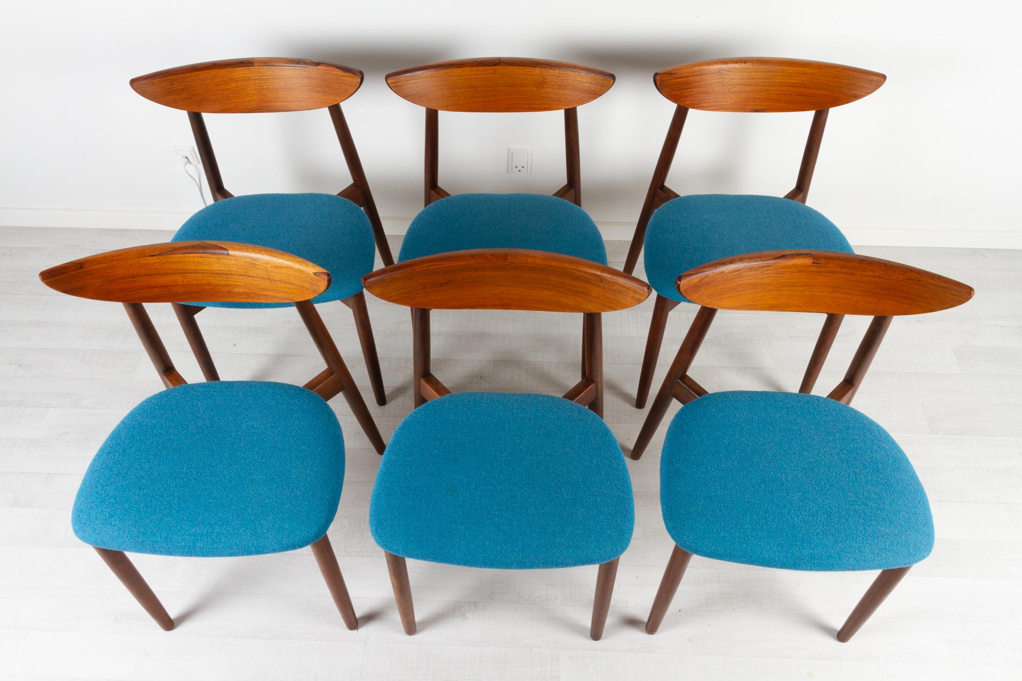 Mid-20th Century Scandinavian Modern Teak Dining Chairs by Harry Østergaard 1960s, Set of 6