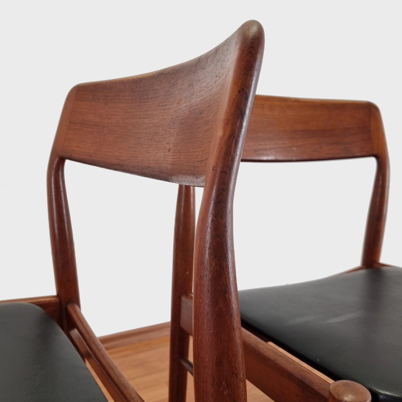 Scandinavian Modern Teak Dining Chairs, Design By Niels Otto Möller, Denmark 60s In Good Condition For Sale In Lucija, SI