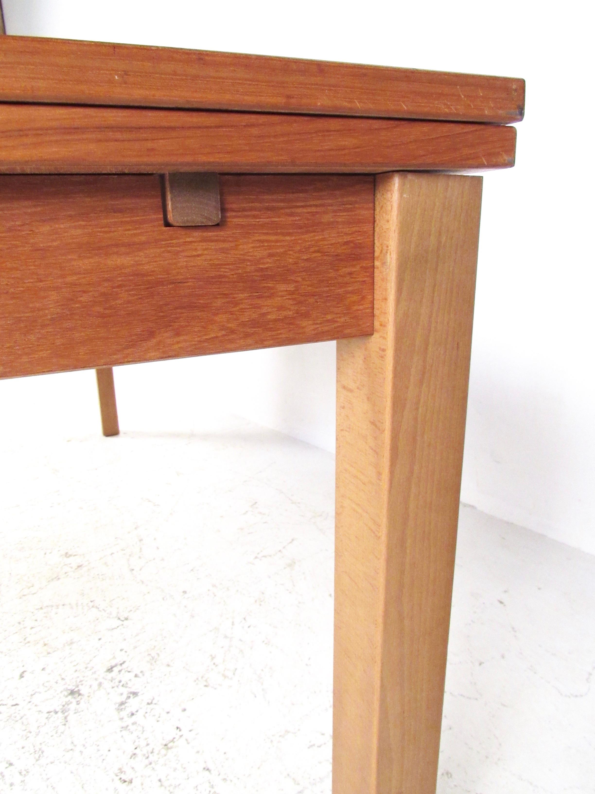 Scandinavian Modern Teak Dining Table with Draw Leaf Extension 3