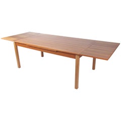 Scandinavian Modern Teak Dining Table with Draw Leaf Extension