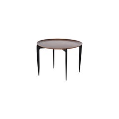 Scandinavian Modern Teak and Ebony Round Folding Table