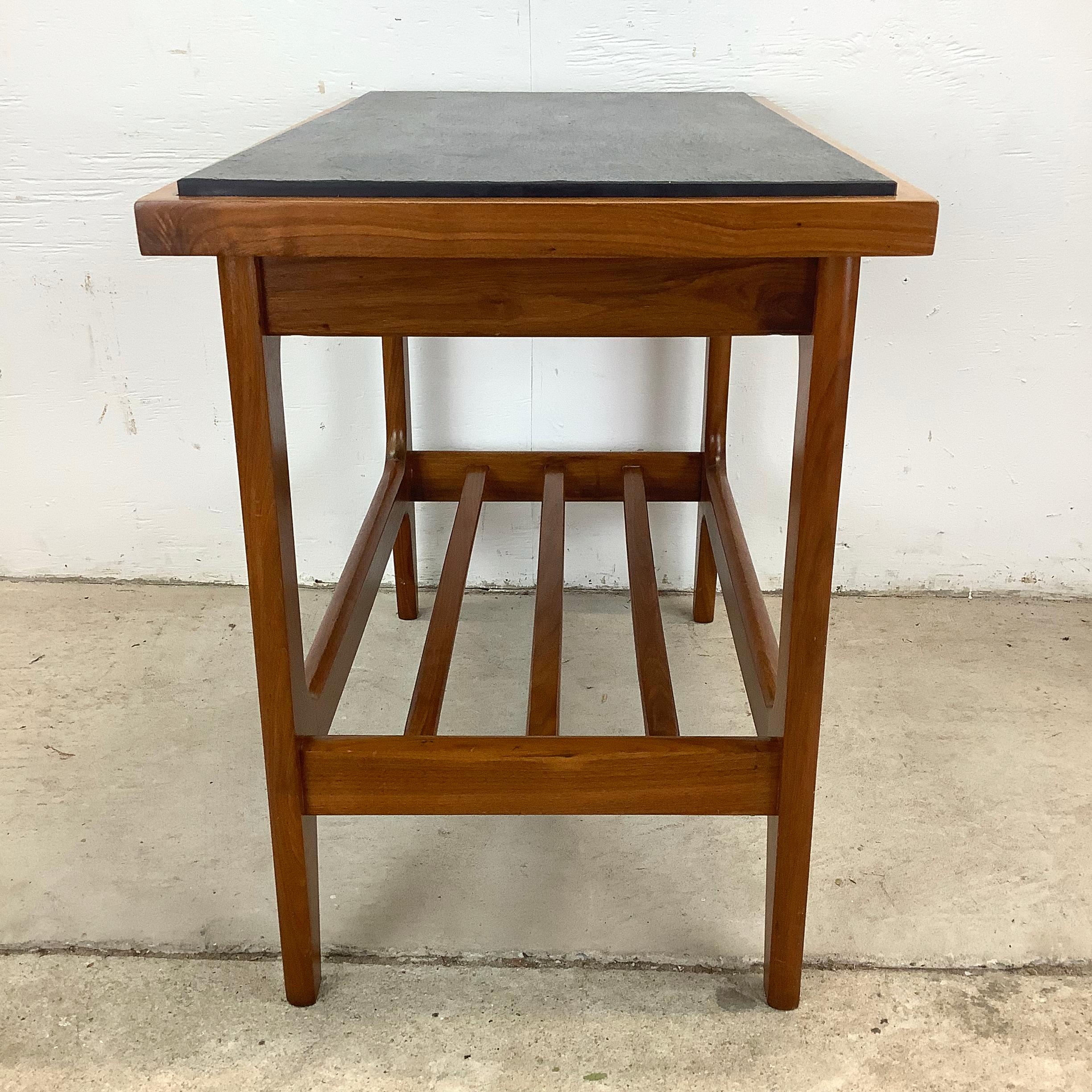 Scandinavian Modern Teak End Table With Slate Top For Sale 4
