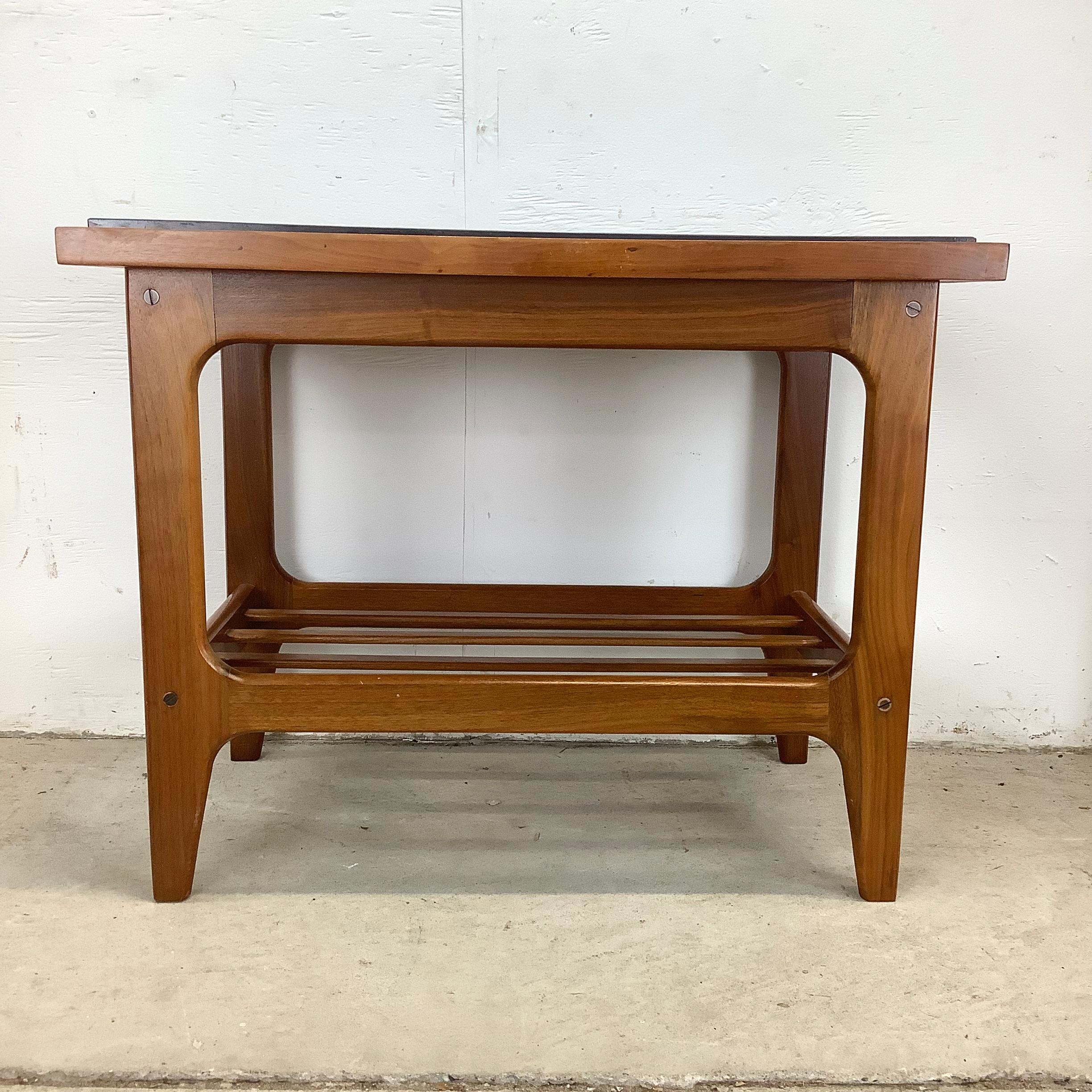 Scandinavian Modern Teak End Table With Slate Top For Sale 5