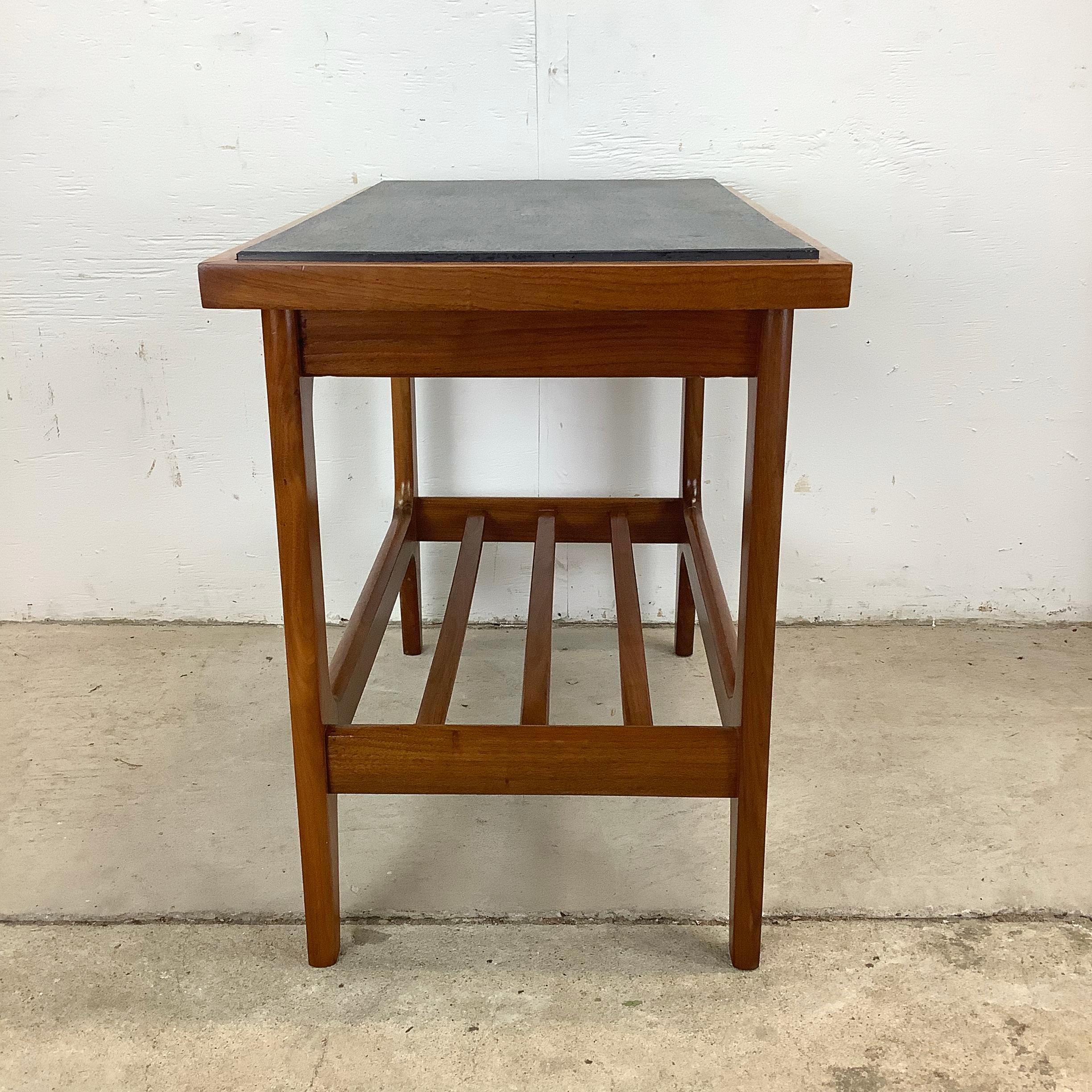 Scandinavian Modern Teak End Table With Slate Top For Sale 6
