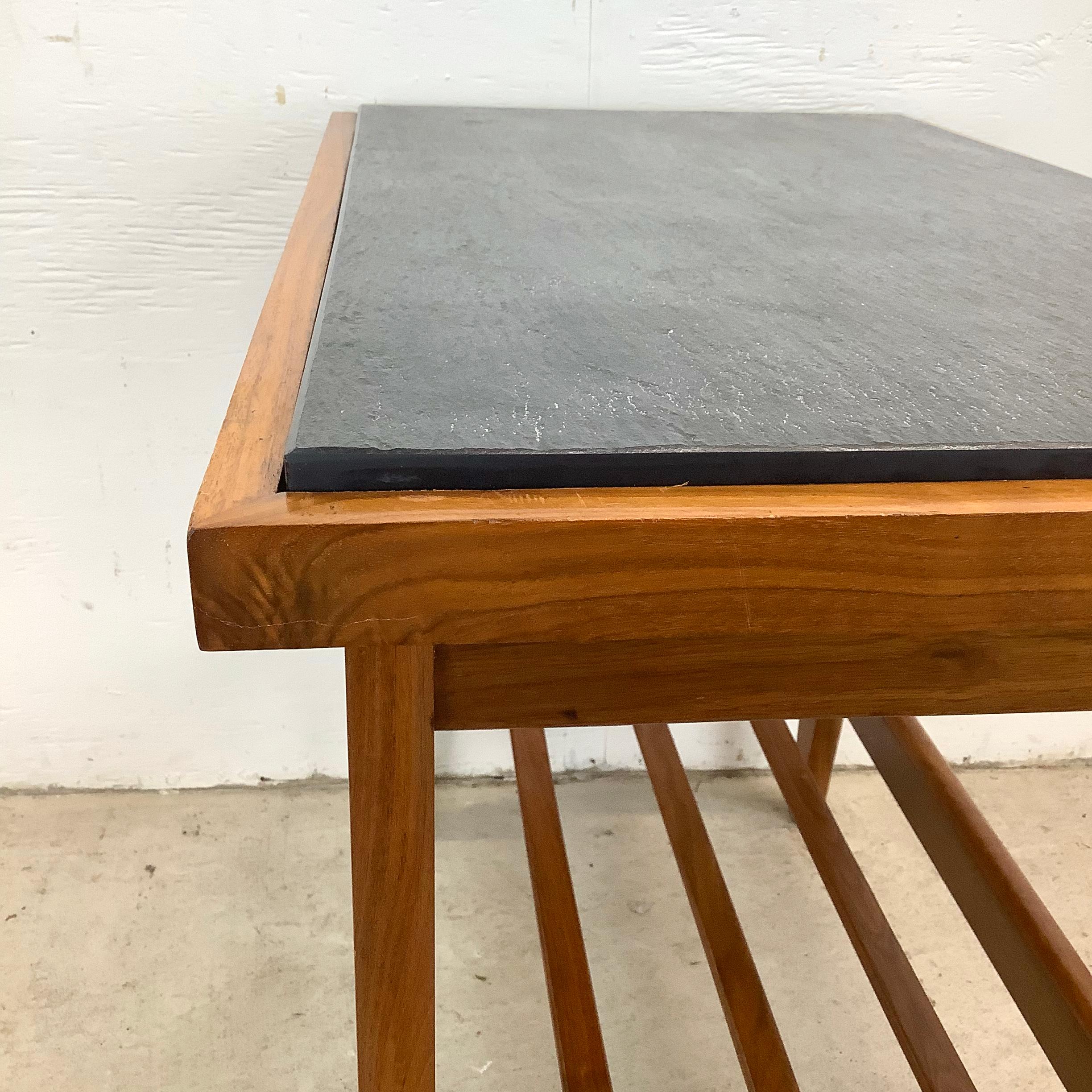 Scandinavian Modern Teak End Table With Slate Top For Sale 12