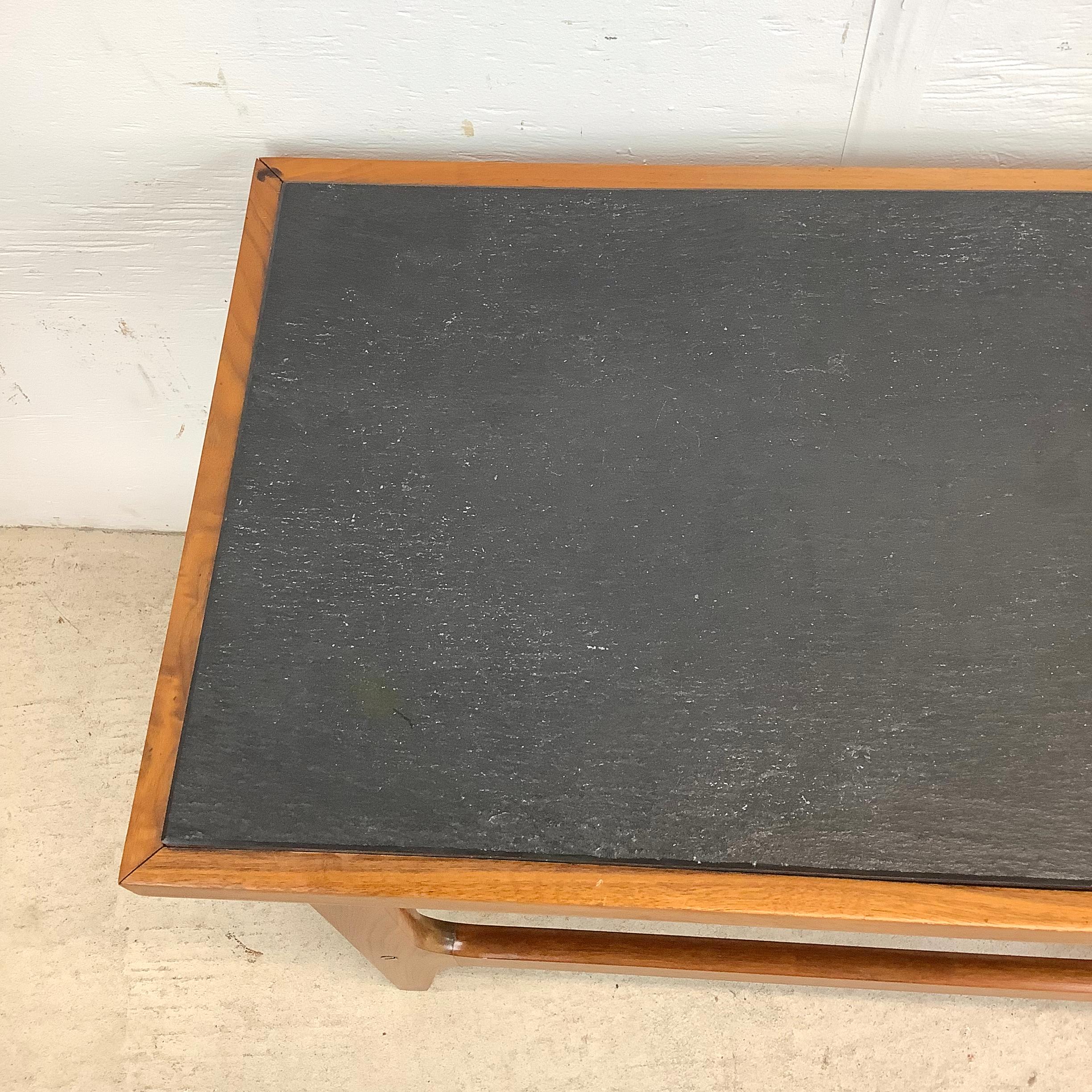 Other Scandinavian Modern Teak End Table With Slate Top For Sale